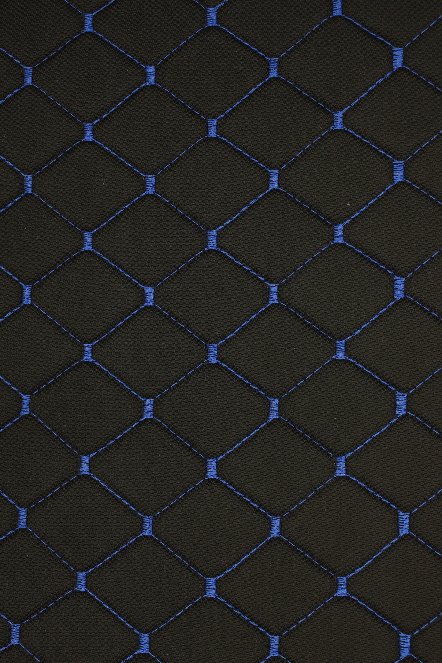 Blue Quilted Black Interior Car Upholstery Fabric Diamond Stitch 2"x2" 5x5cm Size 5mm Foam 150cm - 59" inch Wide Professional Automobile