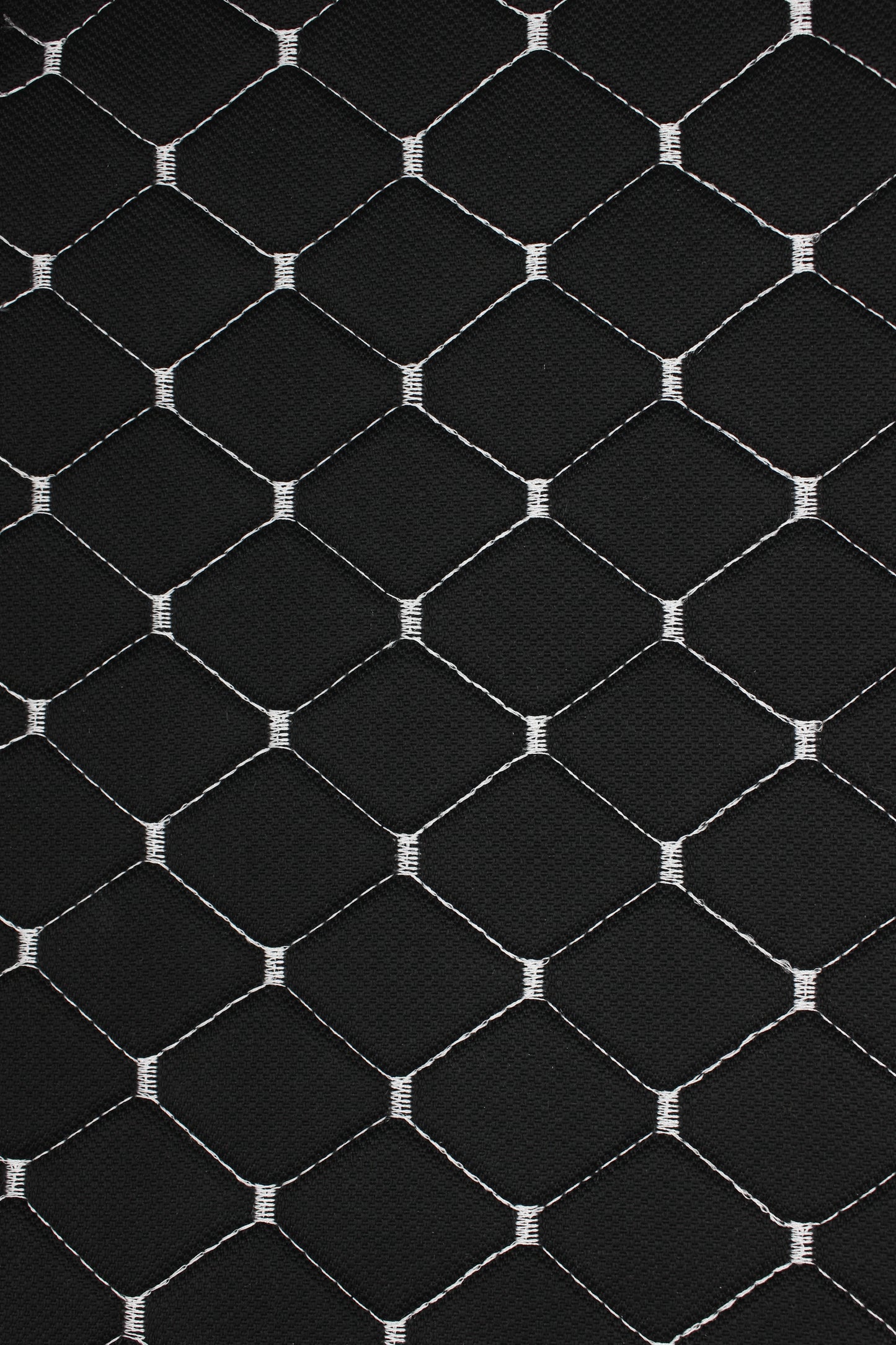 White Quilted Black Interior Car Upholstery Fabric Diamond Stitch 2"x2" 5x5cm Size 5mm Foam 150cm - 59" inch Wide Professional Automobile