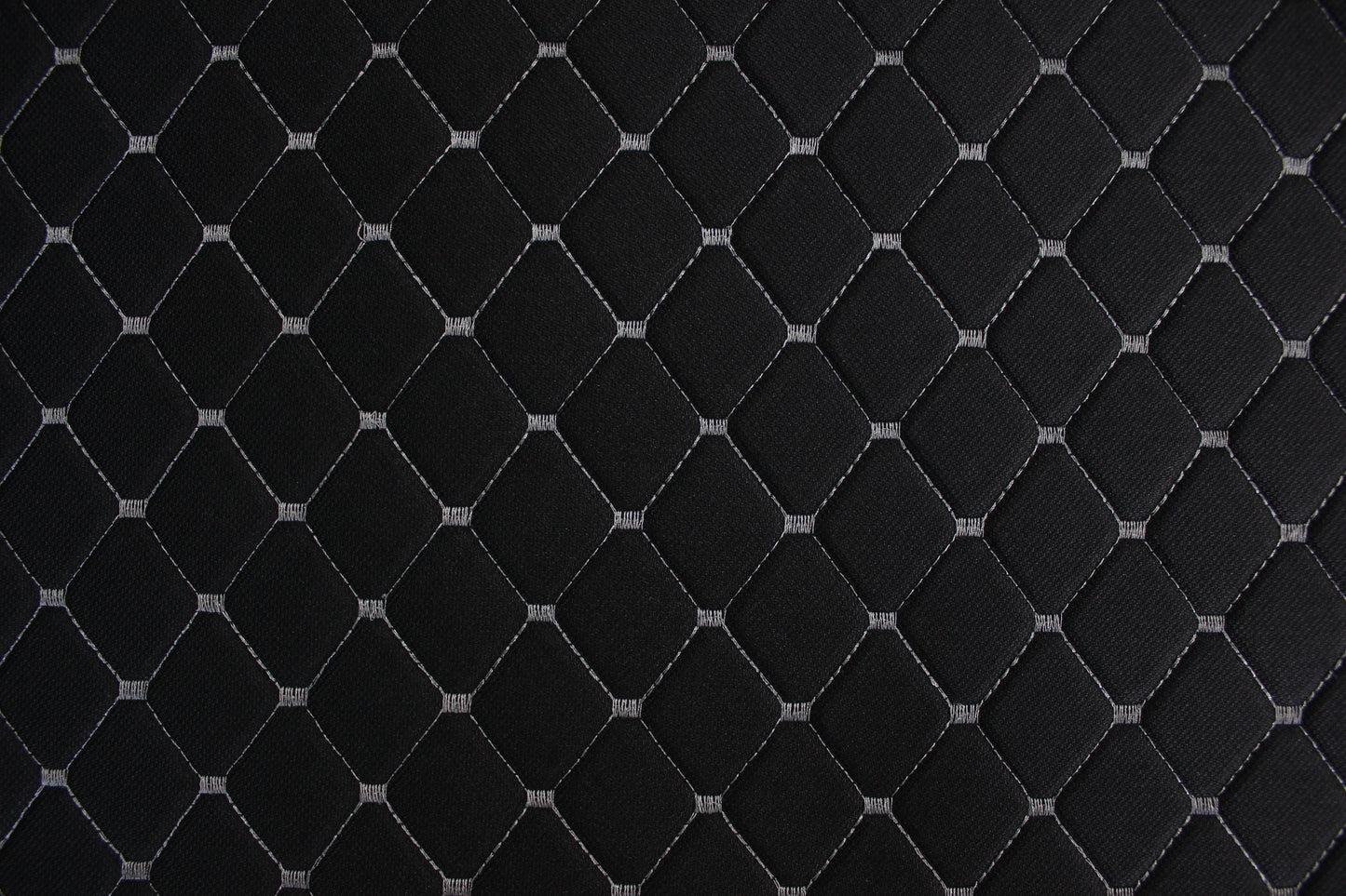 Fume Gray Quilted Black Interior Car Upholstery Fabric Diamond Stitch 2"x2" 5x5cm Size 5mm Foam 150cm - 59" inch Wide Automobile