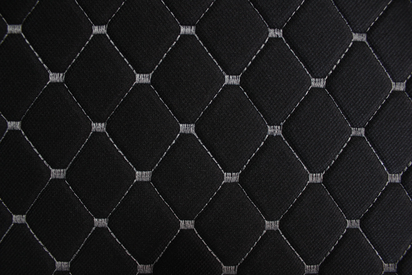 Fume Gray Quilted Black Interior Car Upholstery Fabric Diamond Stitch 2"x2" 5x5cm Size 5mm Foam 150cm - 59" inch Wide Automobile
