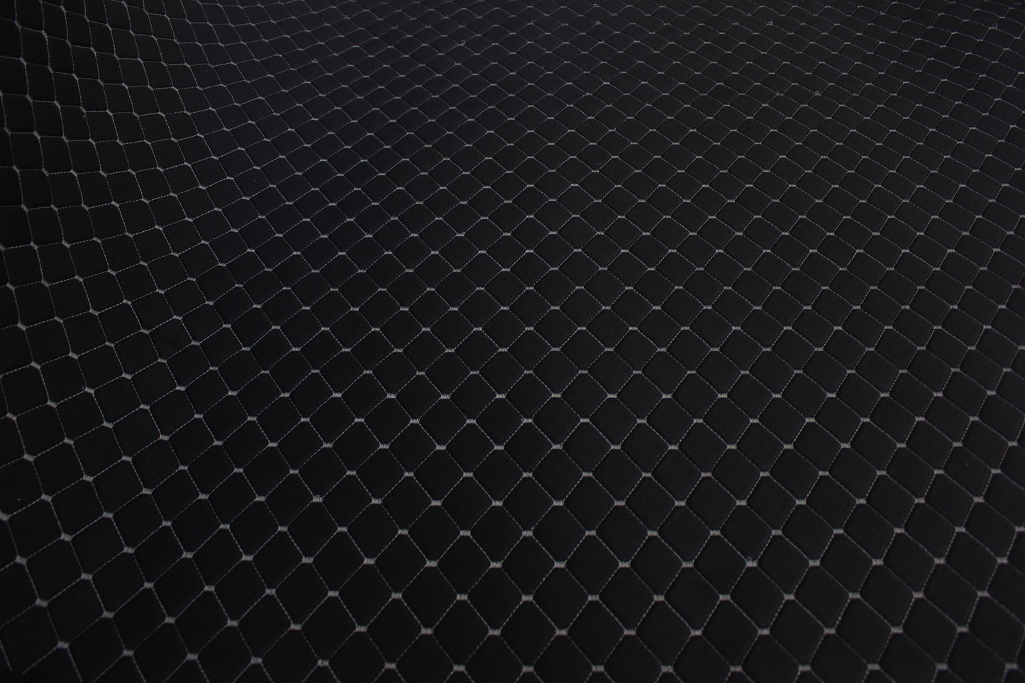 Fume Gray Quilted Black Interior Car Upholstery Fabric Diamond Stitch 2"x2" 5x5cm Size 5mm Foam 150cm - 59" inch Wide Automobile