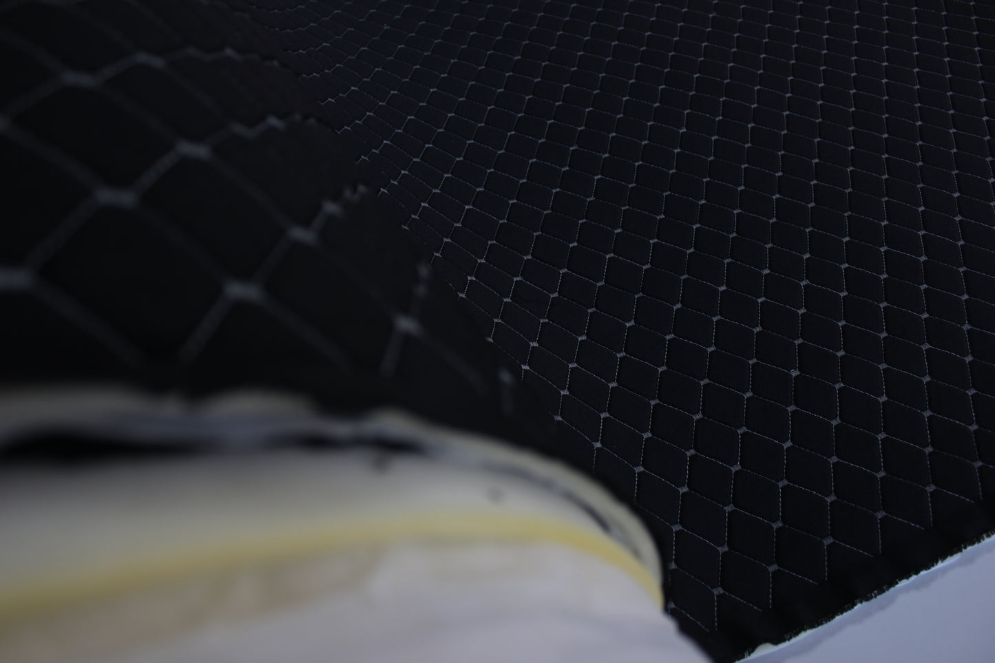 Fume Gray Quilted Black Interior Car Upholstery Fabric Diamond Stitch 2"x2" 5x5cm Size 5mm Foam 150cm - 59" inch Wide Automobile
