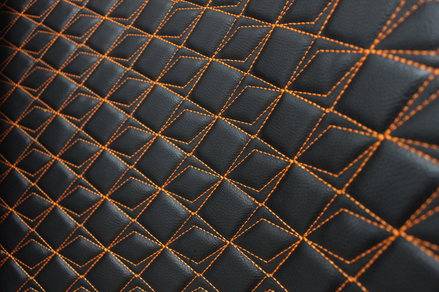 Orange Upholstery Synthetic Butterfly Stitched Black Leather & Foam Backing - Perfect for DIY Projects |Car Seats | Door ,Interior, Headline |140cm