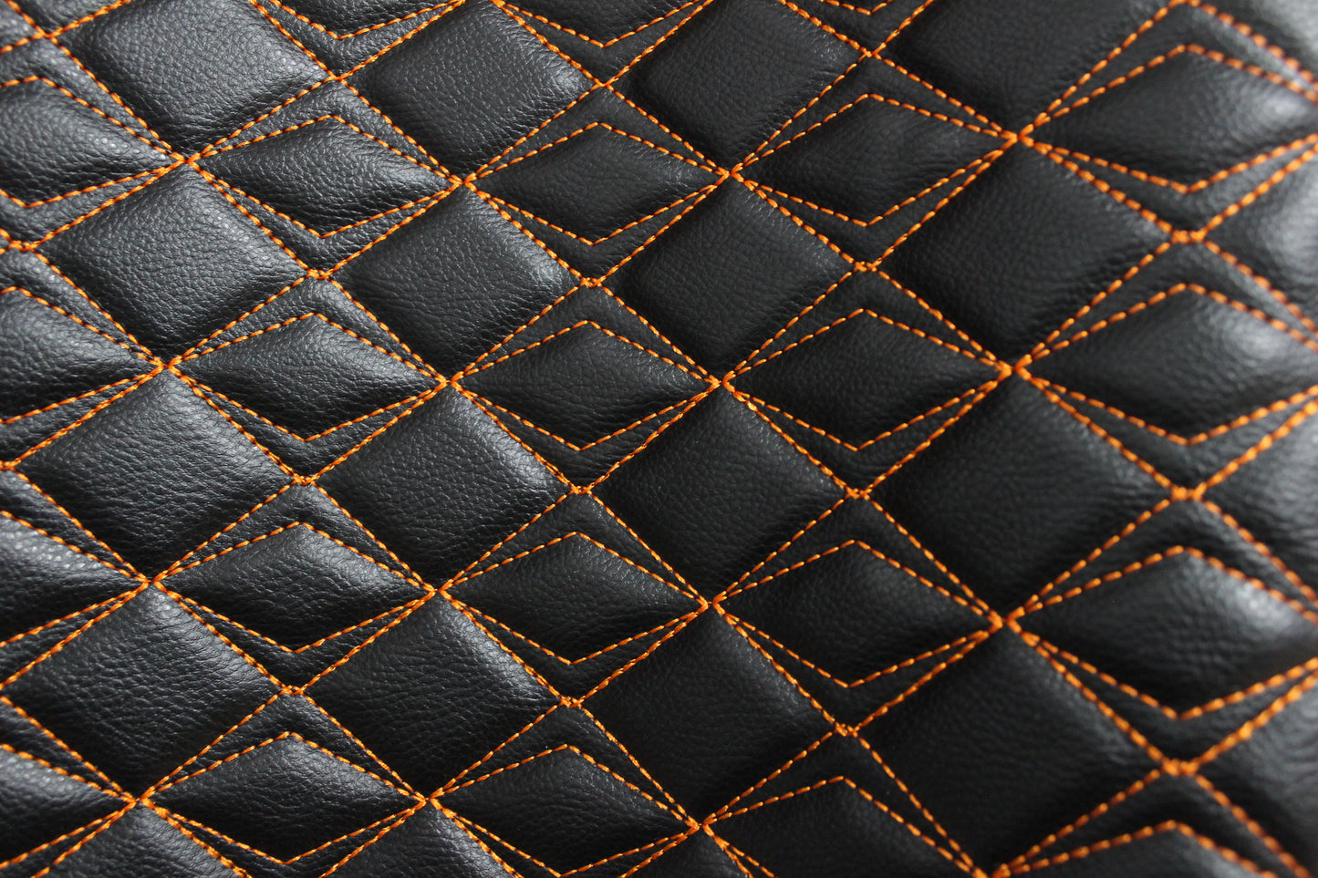 Orange Upholstery Synthetic Butterfly Stitched Black Leather & Foam Backing - Perfect for DIY Projects |Car Seats | Door ,Interior, Headline |140cm