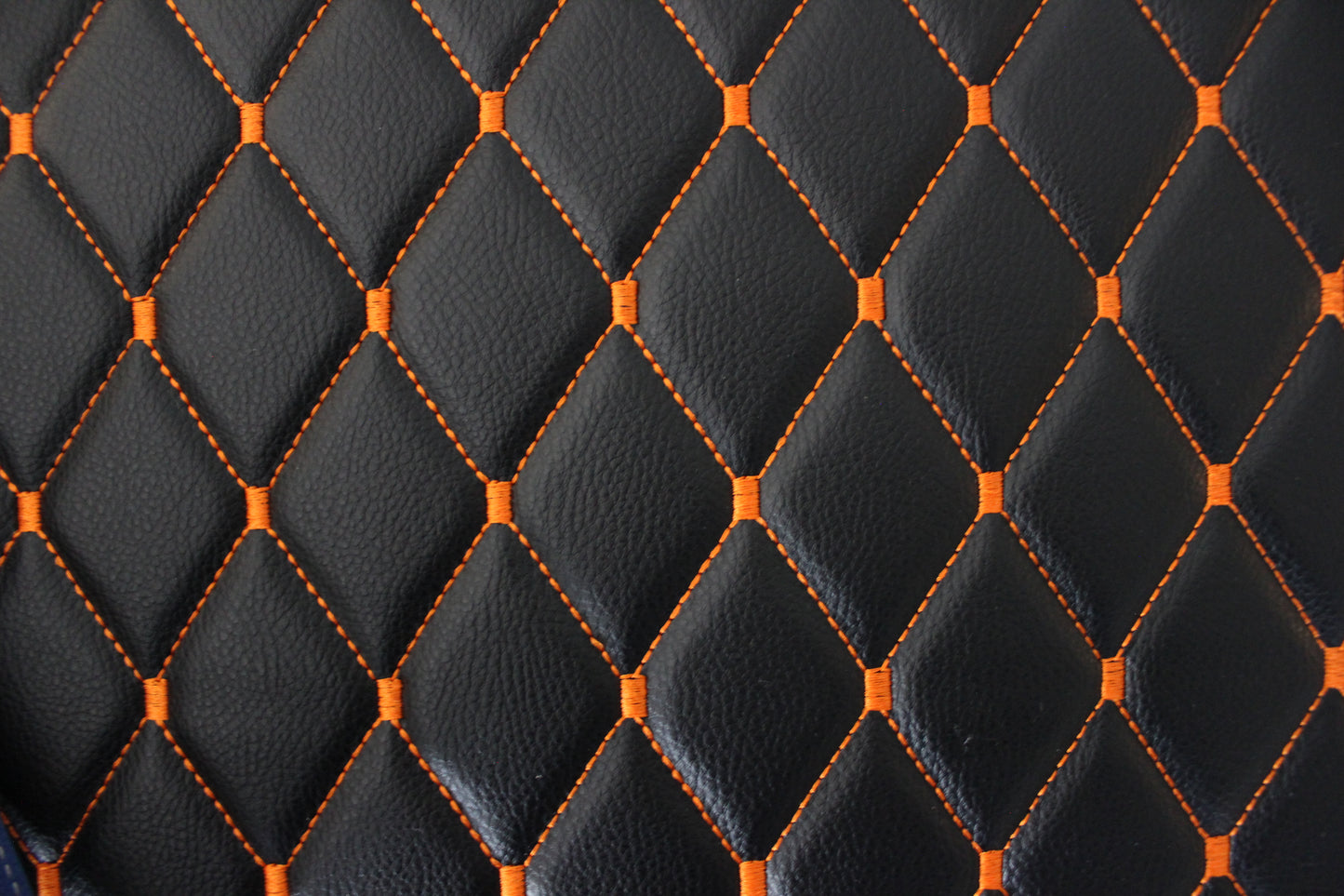 Orange Quilted Black Vinyl Grain Faux Leather Car Upholstery Fabric | 2"x3" - 5x8cm Diamond Stitch with Foam | 140cm & 55.1" Wide | Artificial Leather (Copy)