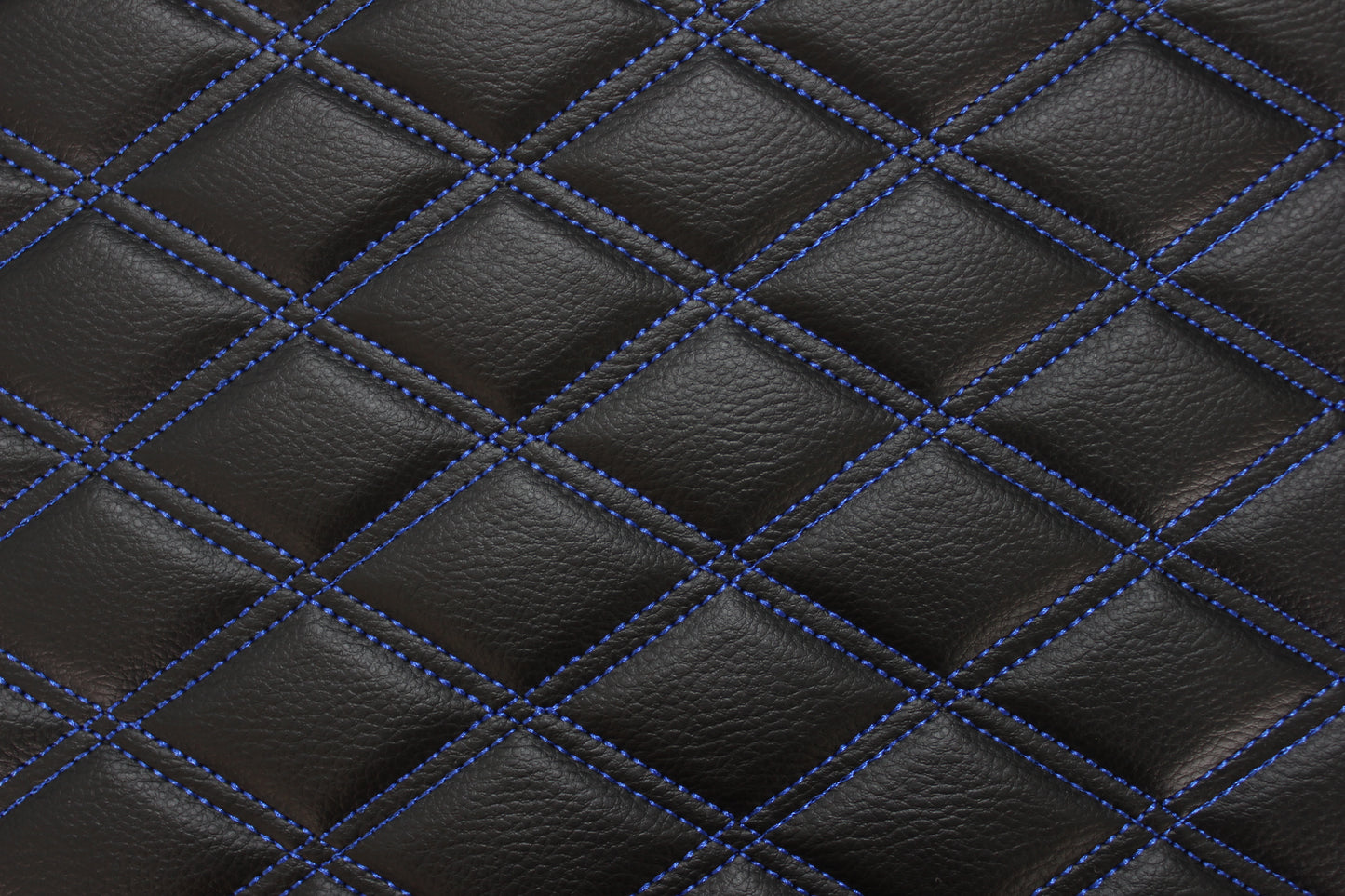 Double Blue Quilted Vinyl Faux Leather Car Upholstery Fabric | 2"x3" 5x7.5cm Diamond Stitched 5mm Foam Backed 140cm Wide -55" Wide