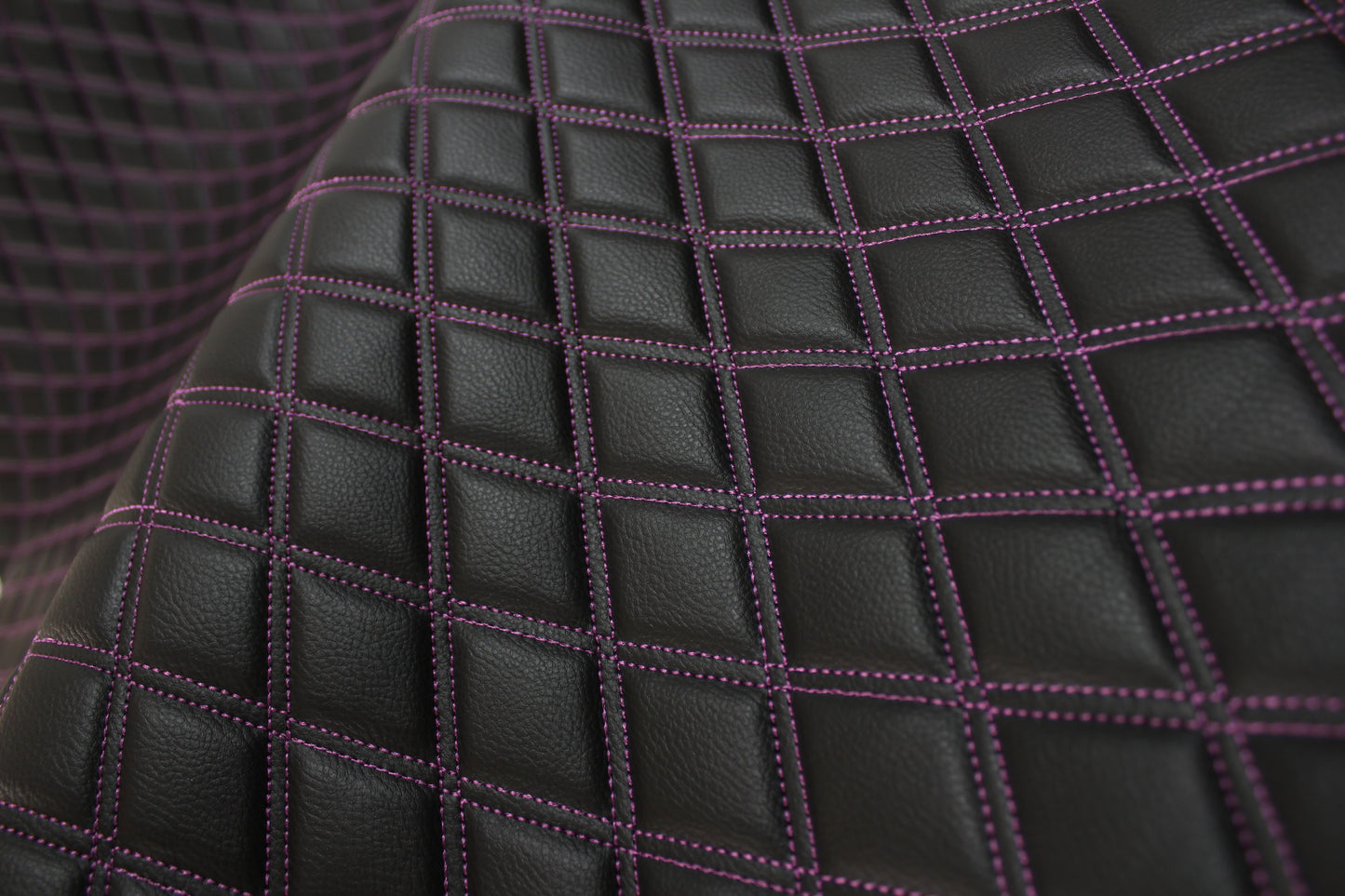 Sample Double Purple Quilted Vinyl Faux Leather Car Upholstery Fabric | 2"x3" 5x7.5cm Diamond Stitched 5mm Foam Backed 140cm Wide -55" Wide (Copy)