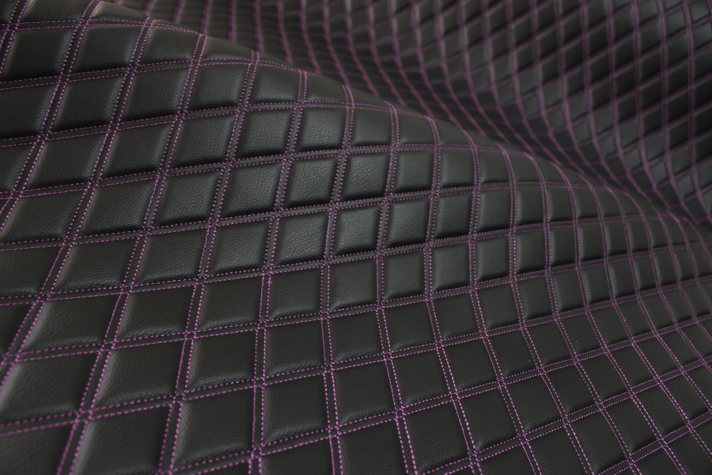 Sample Double Purple Quilted Vinyl Faux Leather Car Upholstery Fabric | 2"x3" 5x7.5cm Diamond Stitched 5mm Foam Backed 140cm Wide -55" Wide (Copy)