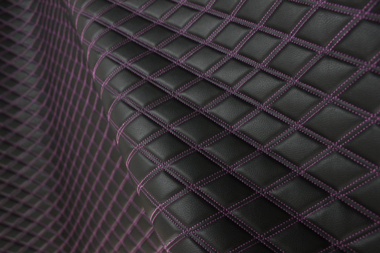 Sample Double Purple Quilted Vinyl Faux Leather Car Upholstery Fabric | 2"x3" 5x7.5cm Diamond Stitched 5mm Foam Backed 140cm Wide -55" Wide (Copy)