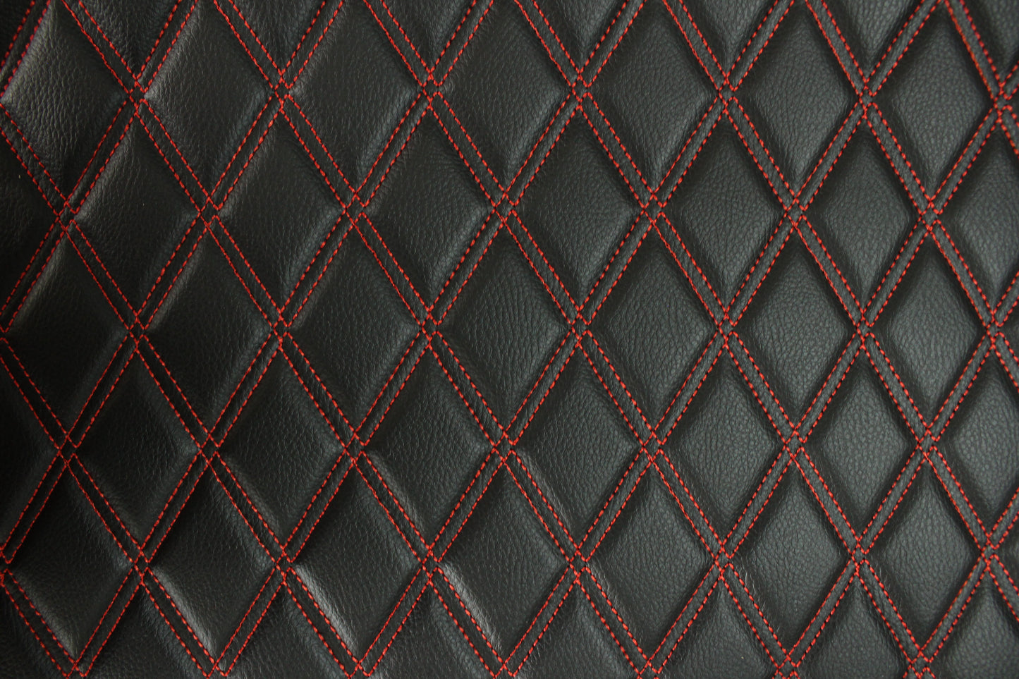 Double Red Quilted Vinyl Faux Leather Car Upholstery Fabric | 2"x3" 5x7.5cm Diamond Stitched 5mm Foam Backed 140cm Wide -55" Wide