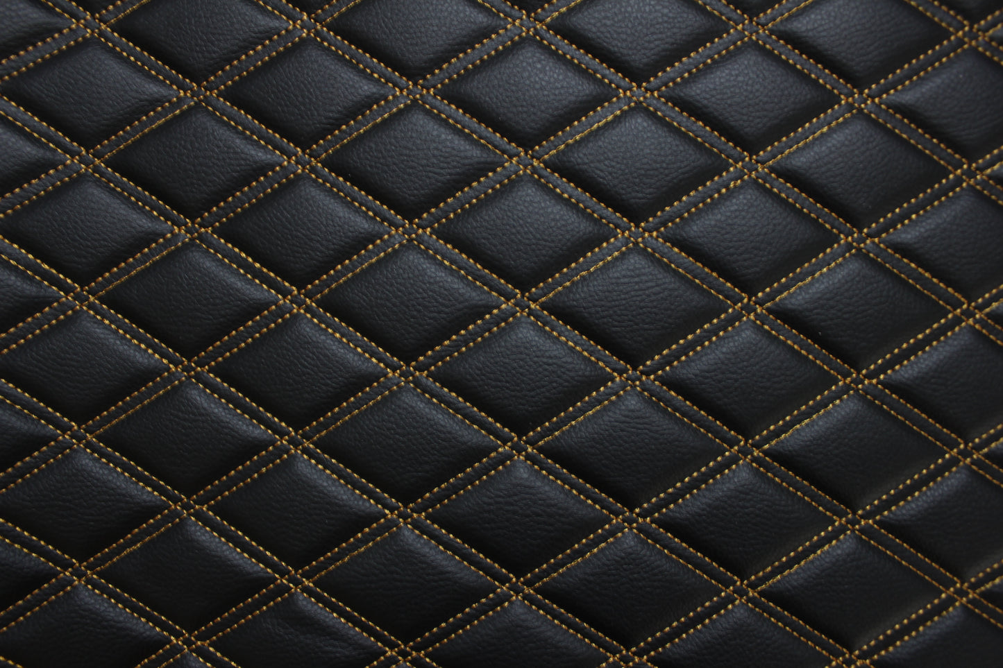Double Gold Quilted Vinyl Faux Leather Car Upholstery Fabric | 2"x3" 5x7.5cm Diamond Stitched 5mm Foam Backed 140cm Wide -55" Wide