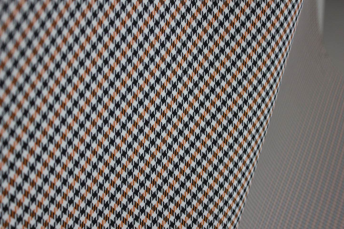 Pepita Houndstooth Car Seat Upholstery Fabric Porsche - Orange Black White- BMW Seat, Interior, Automobile, Door Headliner 4mm Foam Backed Restoration 150CM 55"