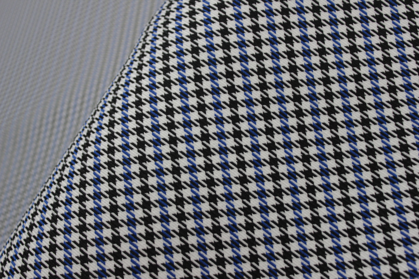 Pepita Houndstooth Car Seat Upholstery Fabric Porsche - Blue Black White- BMW Seat, Interior, Automobile, Door Headliner 4mm Foam Backed Restoration 150CM 55"