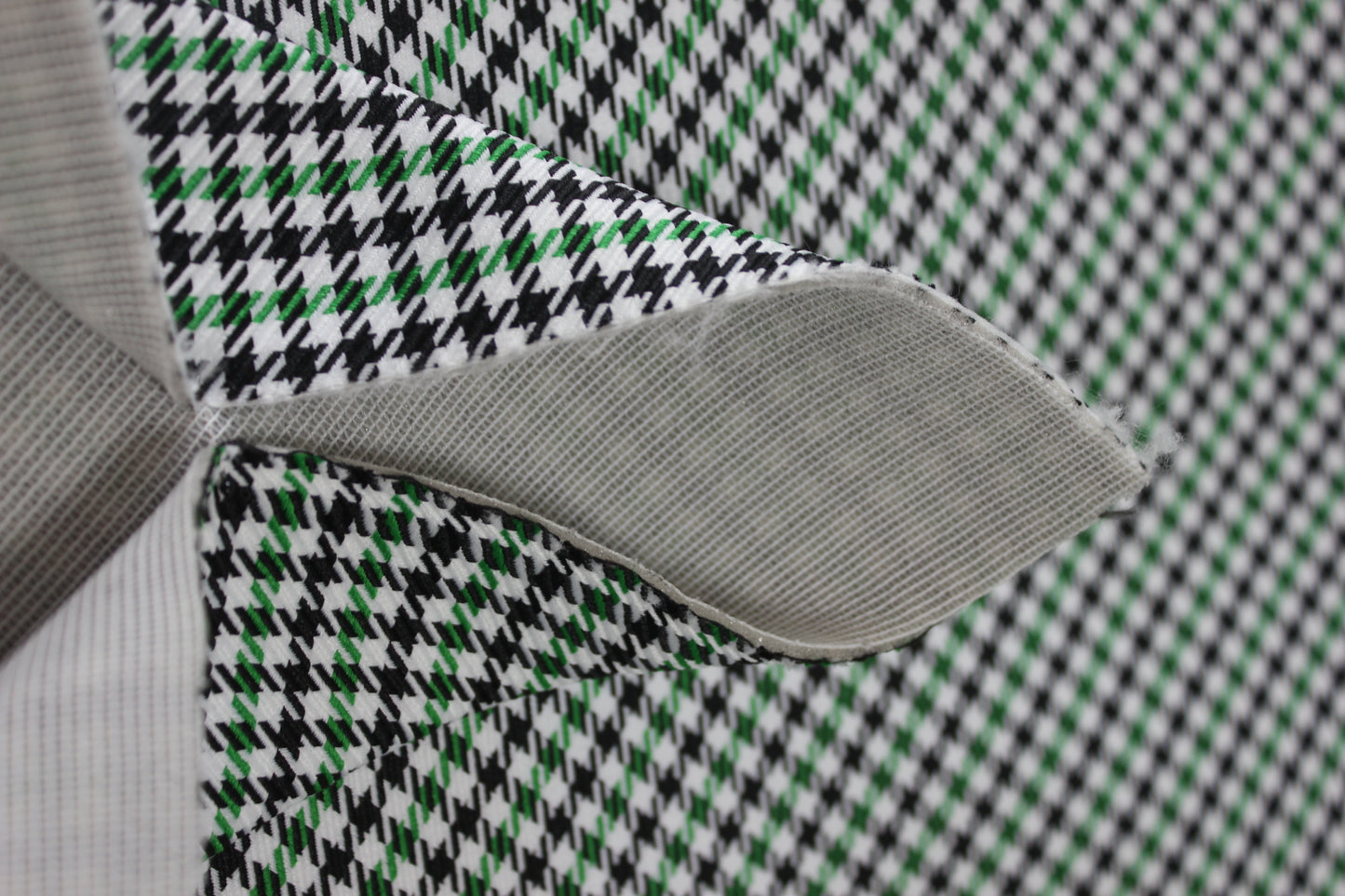 Pepita Houndstooth Car Seat Upholstery Fabric Porsche - Green Black White- BMW Seat, Interior, Automobile, Door Headliner 4mm Foam Backed Restoration 150CM 55"