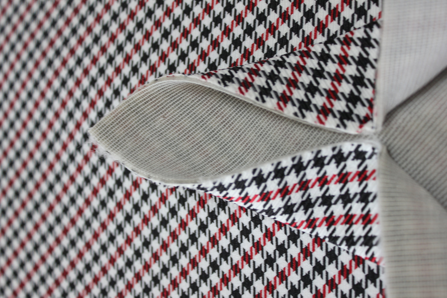 Pepita Houndstooth Car Seat Upholstery Fabric Porsche - Red Black White- BMW Seat, Interior, Automobile, Door Headliner 4mm Foam Backed Restoration 150CM 55"