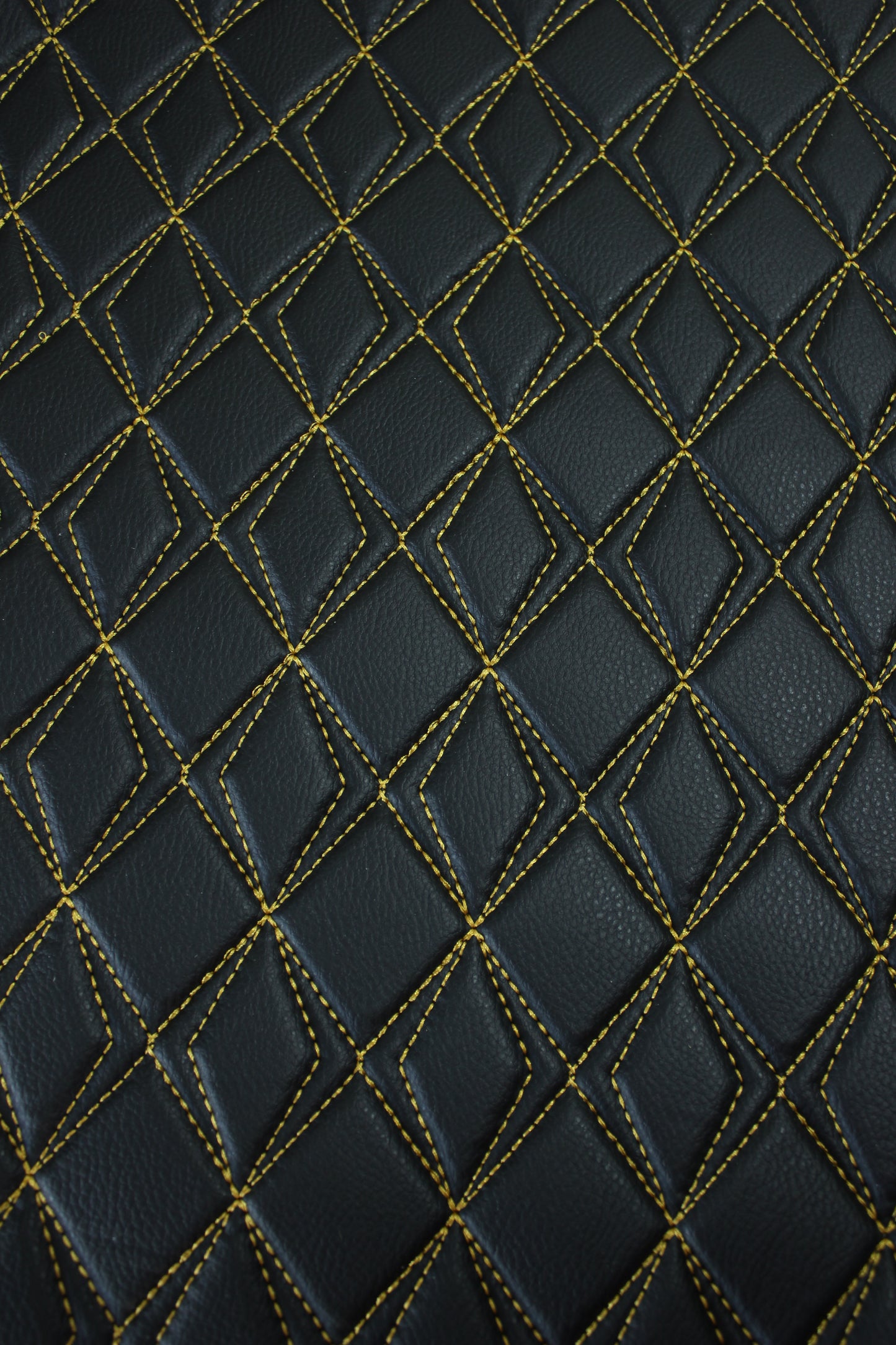 Gold Upholstery Synthetic Butterfly Stitched Black Leather & Foam Backing - Perfect for DIY Projects |Car Seats | Door ,Interior, Headline |140cm