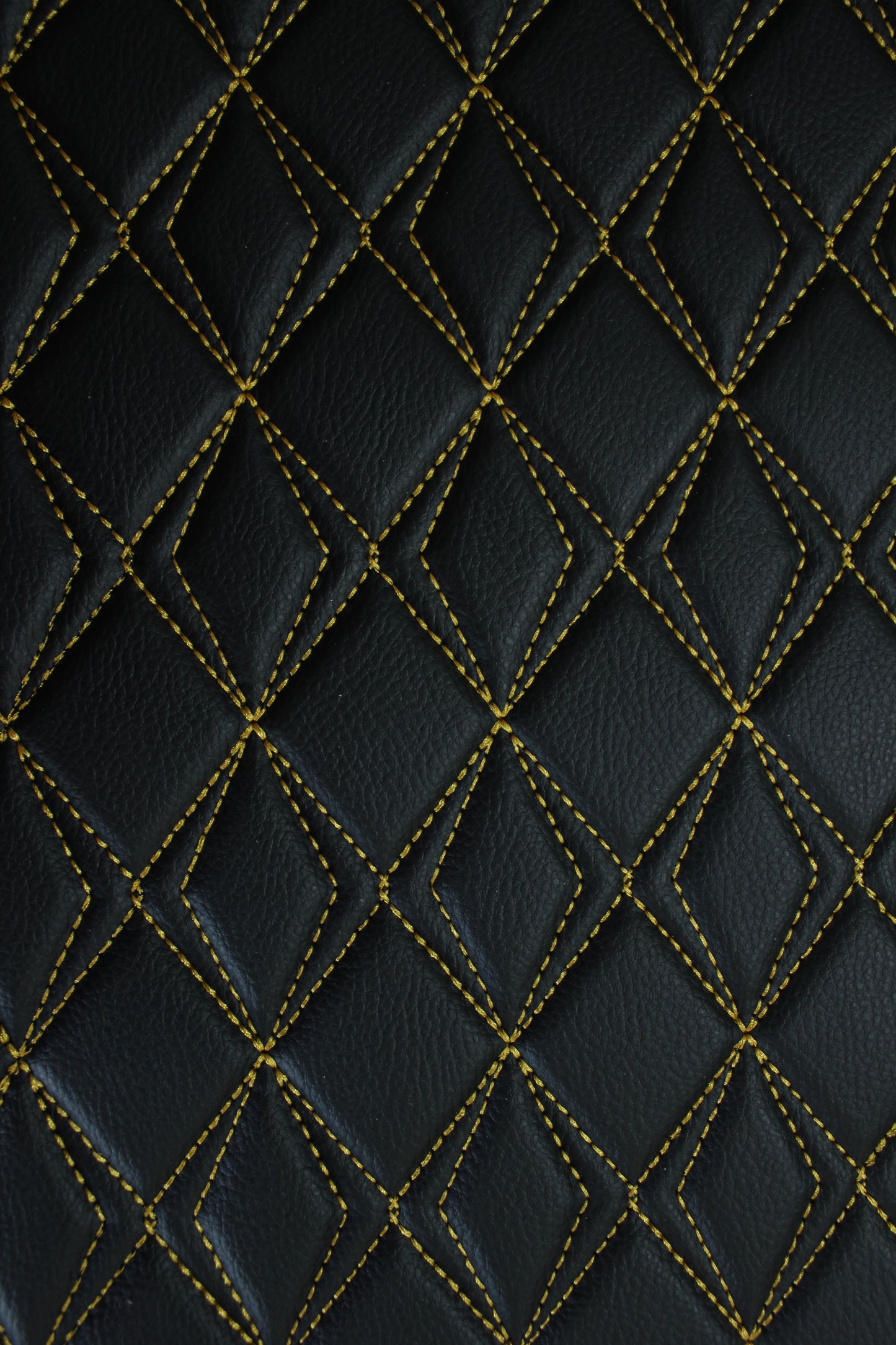 Gold Upholstery Synthetic Butterfly Stitched Black Leather & Foam Backing - Perfect for DIY Projects |Car Seats | Door ,Interior, Headline |140cm