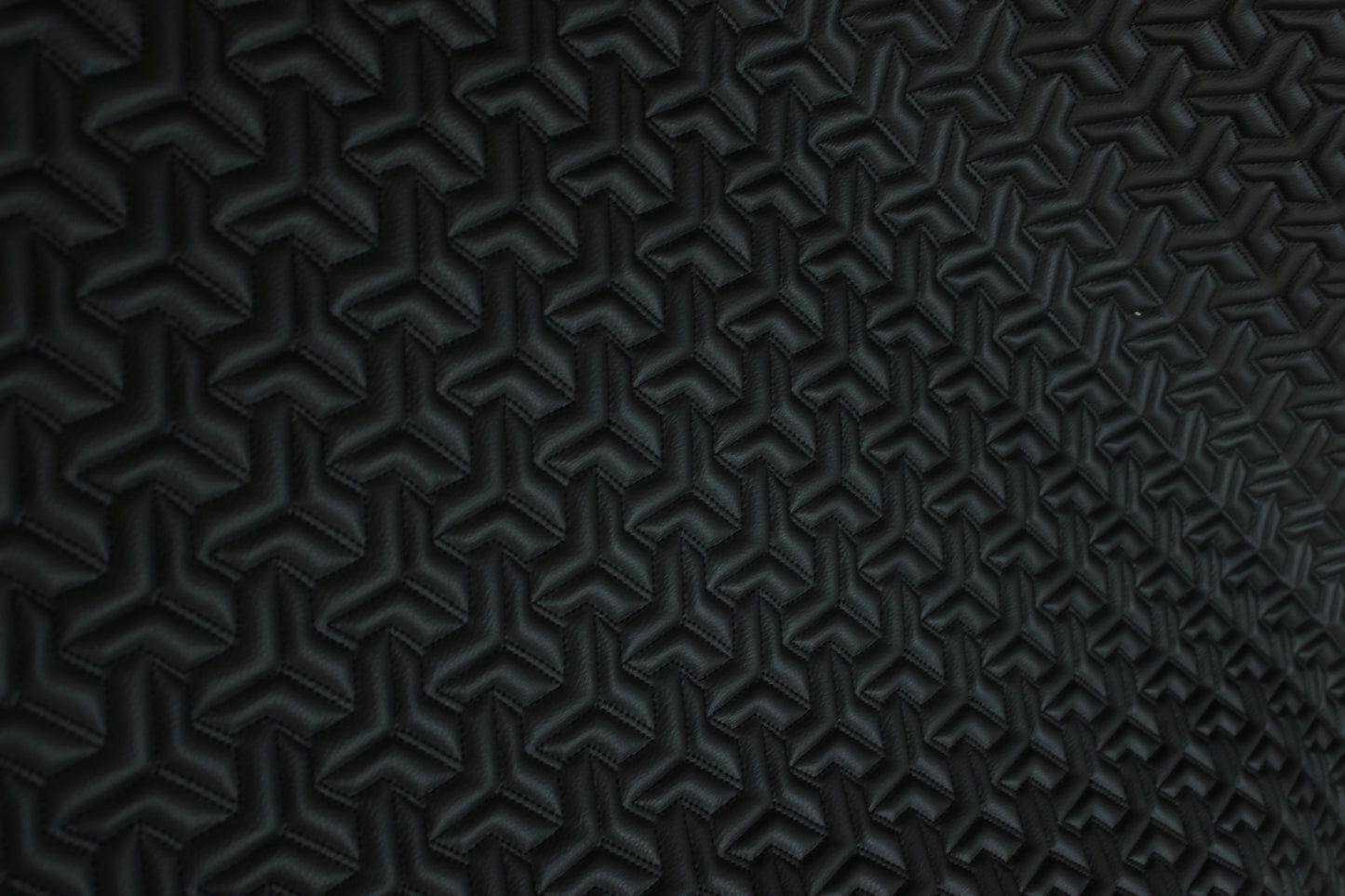 Trio Triangle Black Quilted Faux Leather Upholstery Fabric | Foam Backing | Automotive, Marine, Furniture | 140cm (55.1") Wide Mercedes - BMW - VW