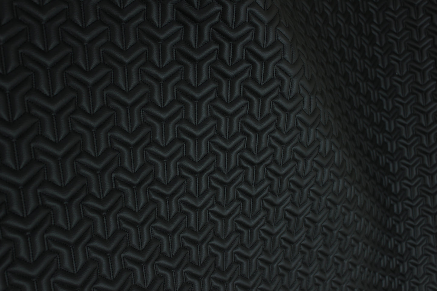 Trio Triangle Black Quilted Faux Leather Upholstery Fabric | Foam Backing | Automotive, Marine, Furniture | 140cm (55.1") Wide Mercedes - BMW - VW