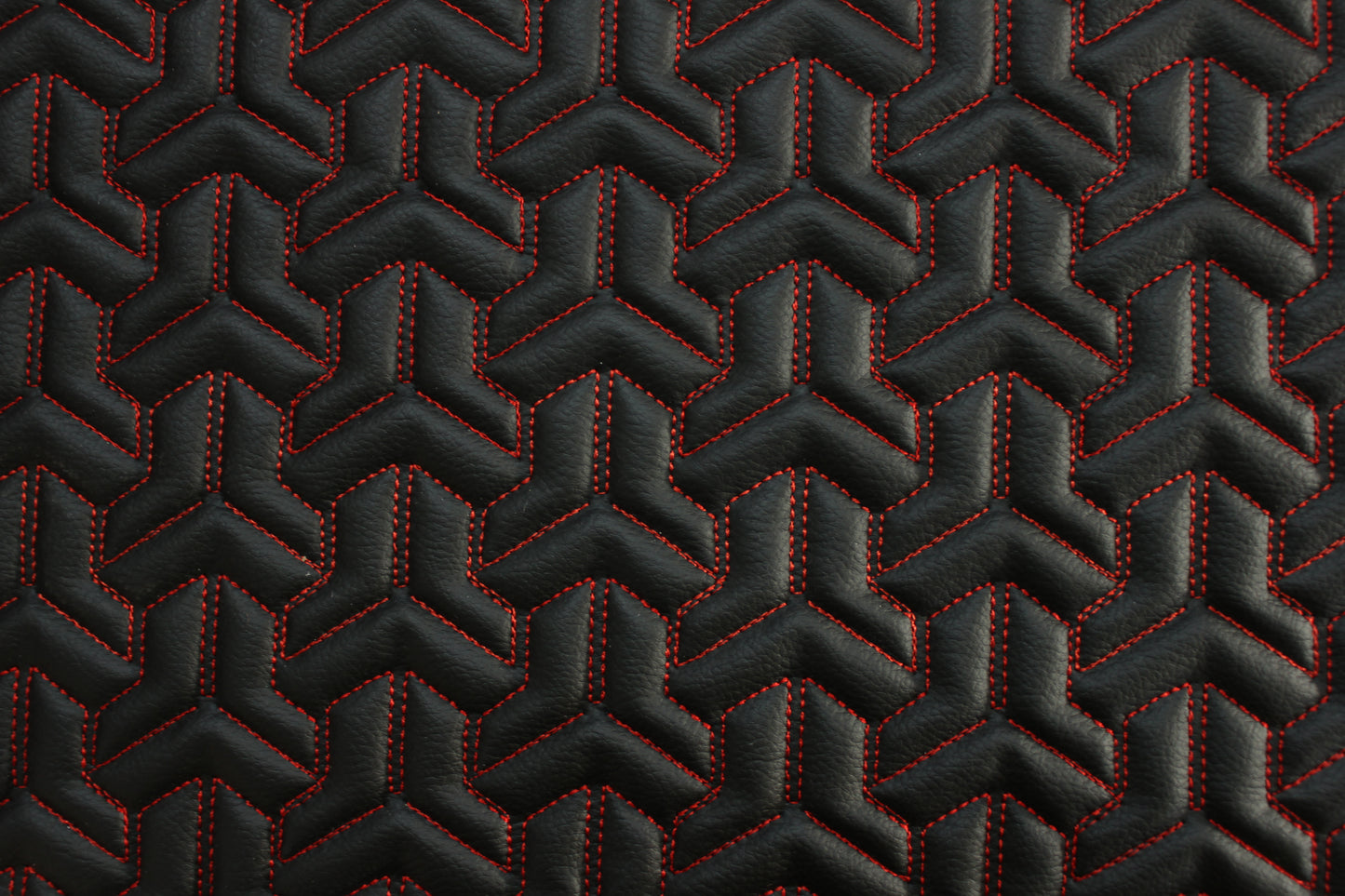 Trio Triangle Red Quilted Faux Leather Upholstery Fabric | Foam Backing | Automotive, Marine, Furniture | 140cm (55.1") Wide Mercedes - BMW - VW