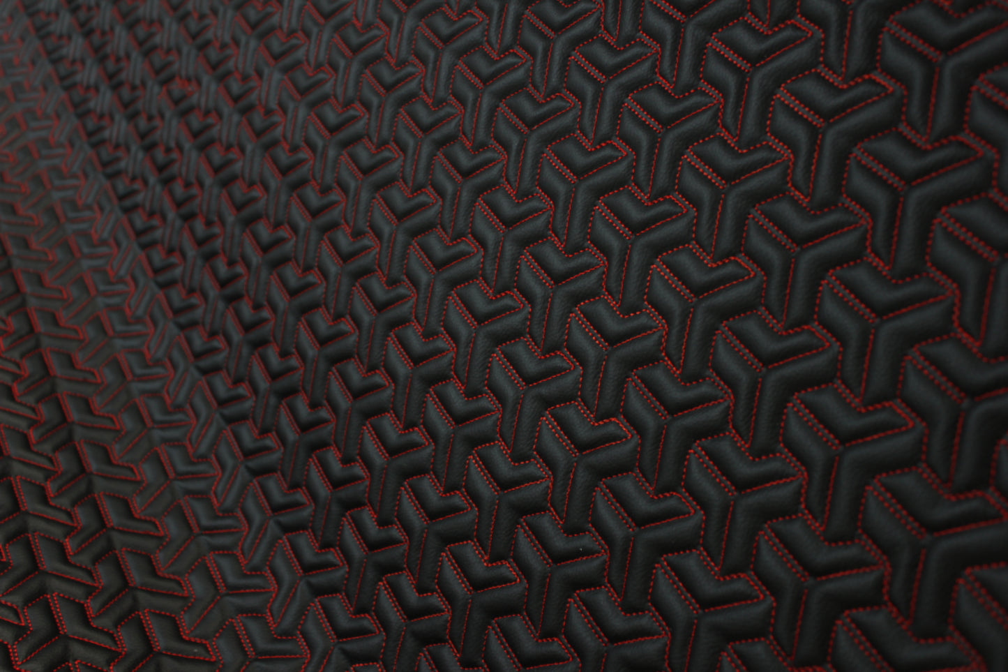 Trio Triangle Red Quilted Faux Leather Upholstery Fabric | Foam Backing | Automotive, Marine, Furniture | 140cm (55.1") Wide Mercedes - BMW - VW