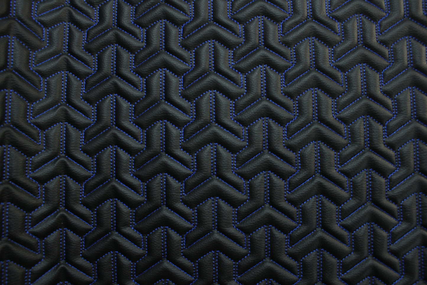 Trio Triangle Blue Quilted Faux Leather Upholstery Fabric | Foam Backing | Automotive, Marine, Furniture | 140cm (55.1") Wide Mercedes - BMW - VW