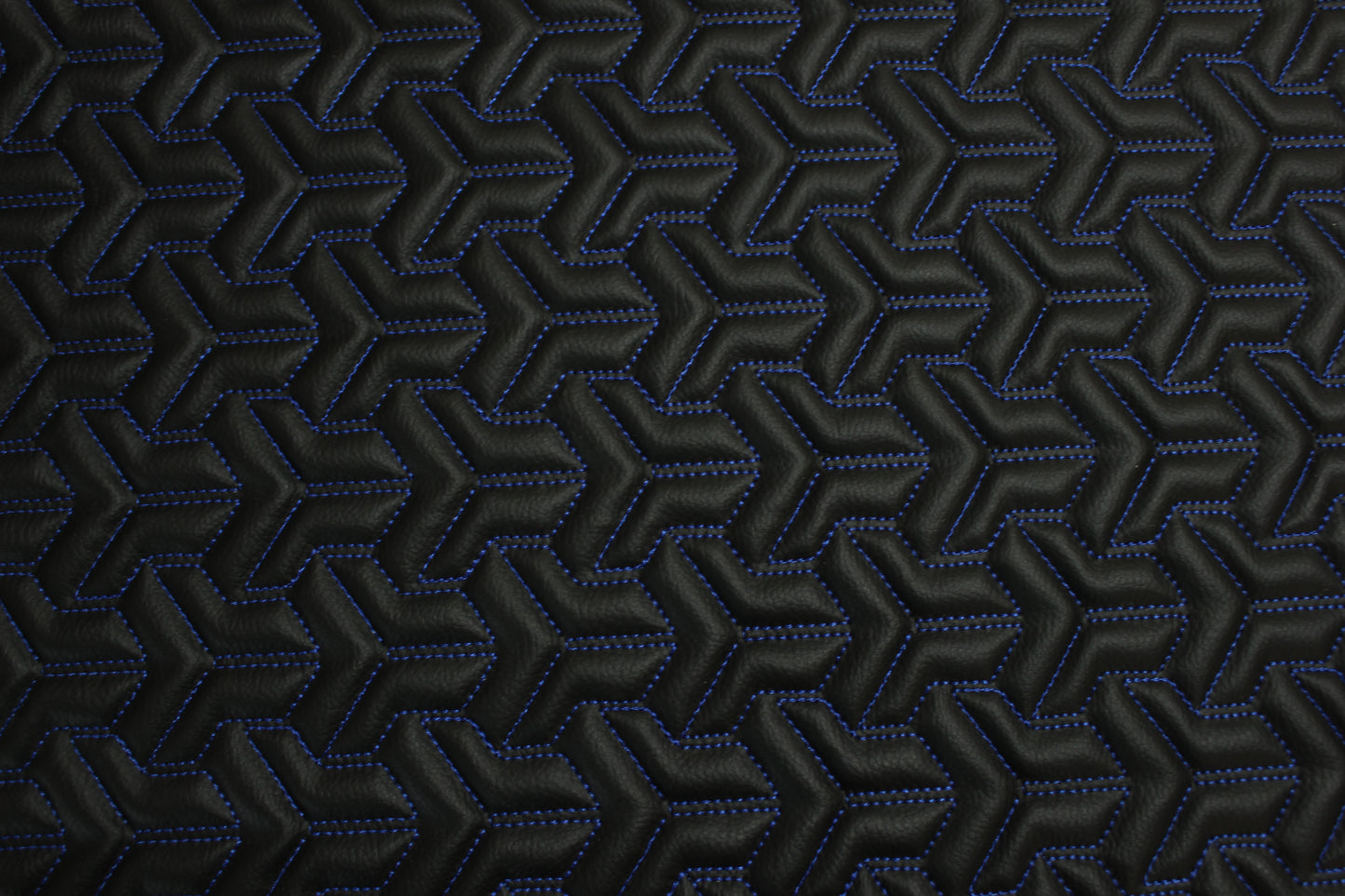 Trio Triangle Blue Quilted Faux Leather Upholstery Fabric | Foam Backing | Automotive, Marine, Furniture | 140cm (55.1") Wide Mercedes - BMW - VW