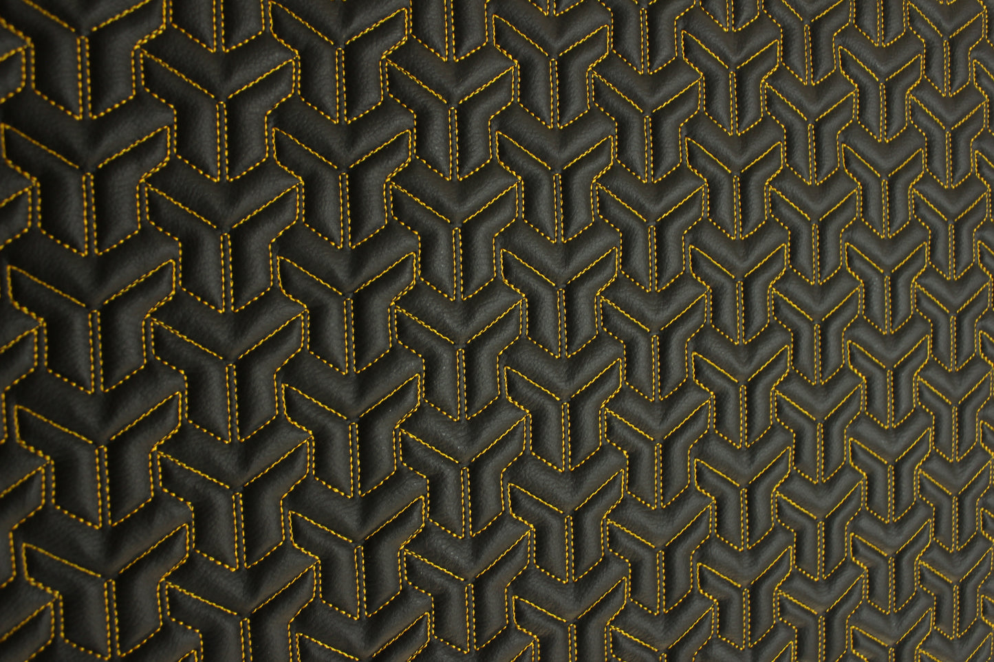 Trio Triangle Yellow Quilted Faux Leather Upholstery Fabric | Foam Backing | Automotive, Marine, Furniture | 140cm (55.1") Wide Mercedes - BMW - VW