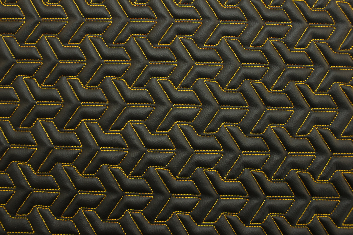 Trio Triangle Yellow Quilted Faux Leather Upholstery Fabric | Foam Backing | Automotive, Marine, Furniture | 140cm (55.1") Wide Mercedes - BMW - VW
