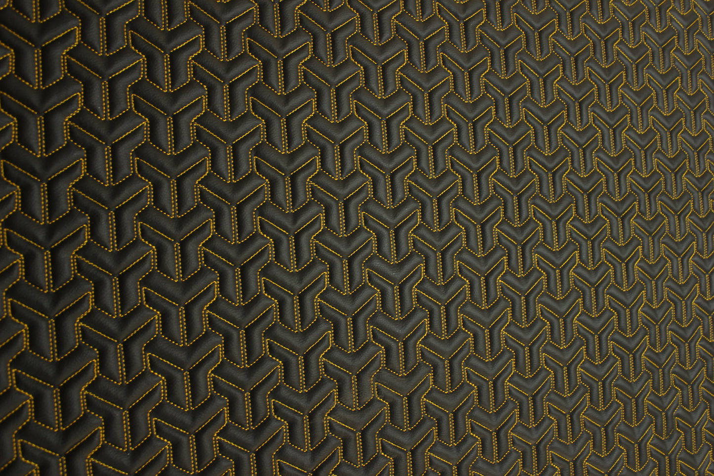 Trio Triangle Yellow Quilted Faux Leather Upholstery Fabric | Foam Backing | Automotive, Marine, Furniture | 140cm (55.1") Wide Mercedes - BMW - VW