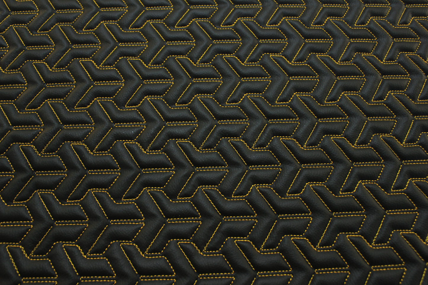 Trio Triangle Yellow Quilted Faux Leather Upholstery Fabric | Foam Backing | Automotive, Marine, Furniture | 140cm (55.1") Wide Mercedes - BMW - VW