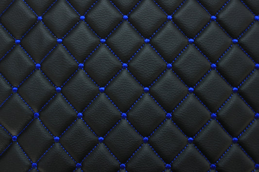 Dot Diamond Blue Quilted Faux Leather Upholstery Fabric | Foam Backing | Automotive, Marine, Furniture | 140cm (55.1") Wide Mercedes - BMW - VW