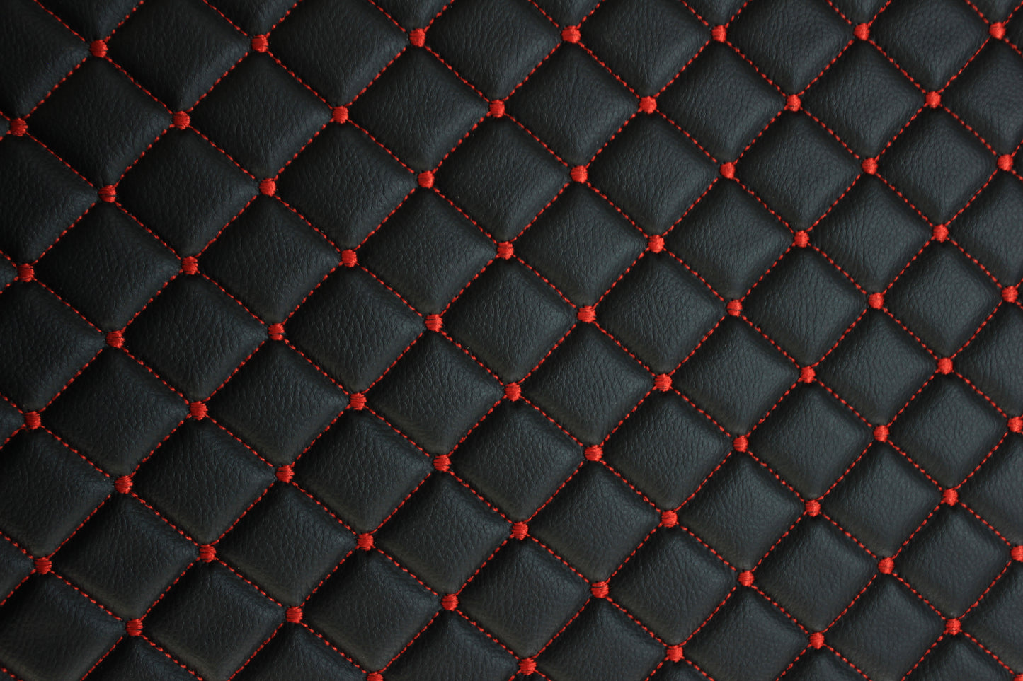 Dot Diamond Red Quilted Faux Leather Upholstery Fabric | Foam Backing | Automotive, Marine, Furniture | 140cm (55.1") Wide Mercedes - BMW - VW