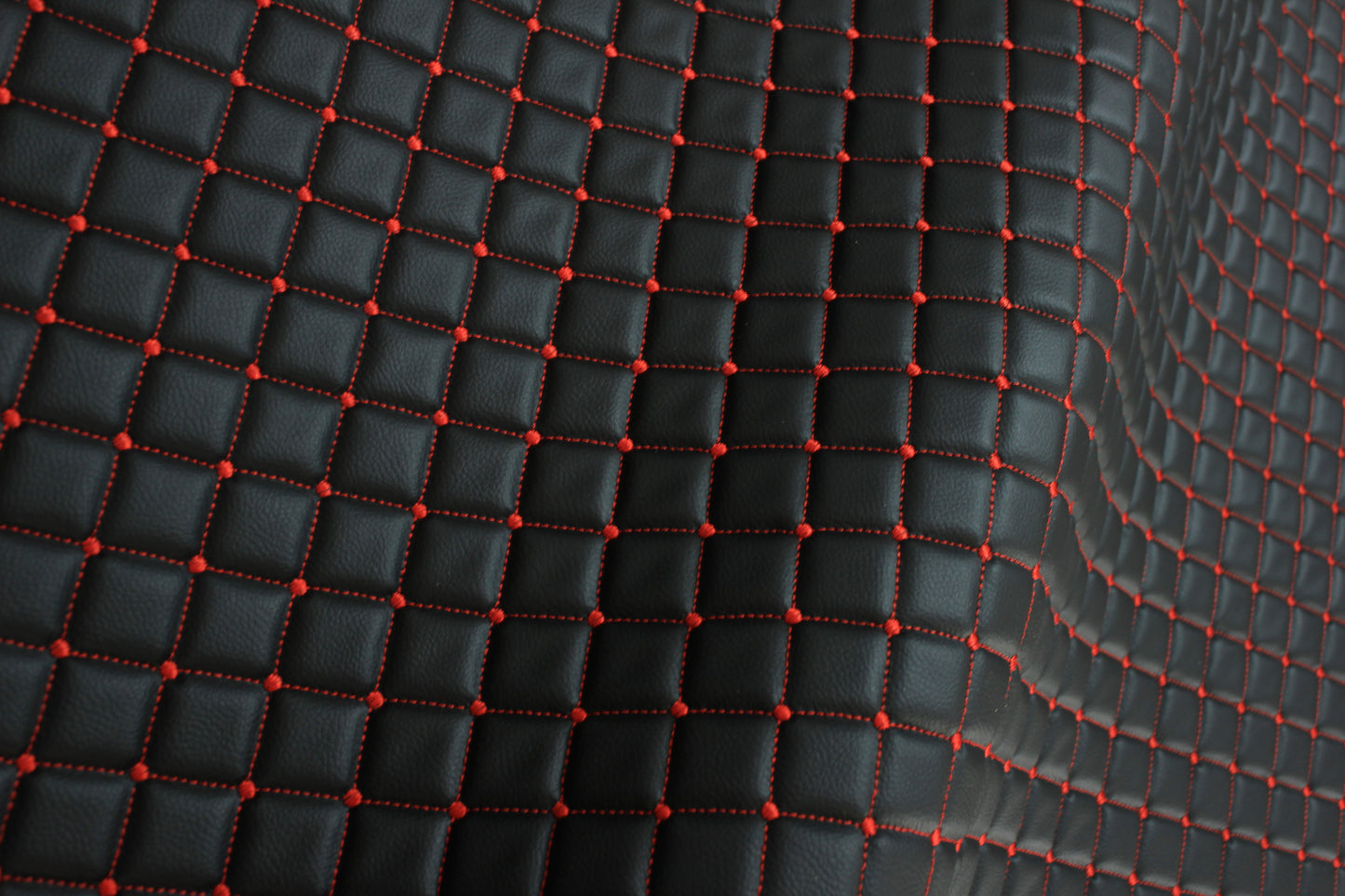 Dot Diamond Red Quilted Faux Leather Upholstery Fabric | Foam Backing | Automotive, Marine, Furniture | 140cm (55.1") Wide Mercedes - BMW - VW