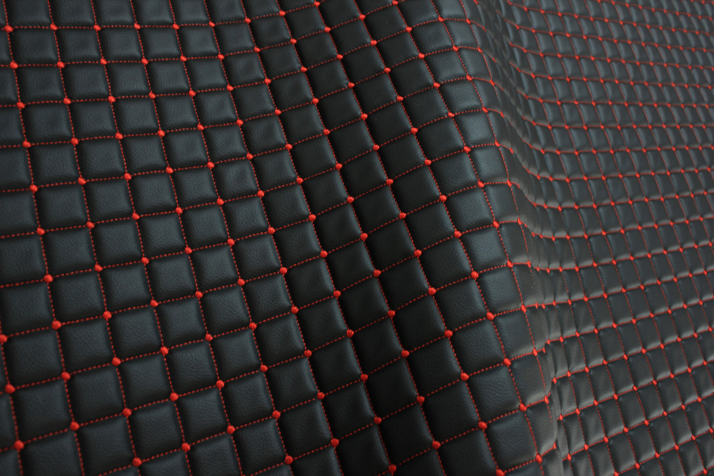 Dot Diamond Red Quilted Faux Leather Upholstery Fabric | Foam Backing | Automotive, Marine, Furniture | 140cm (55.1") Wide Mercedes - BMW - VW