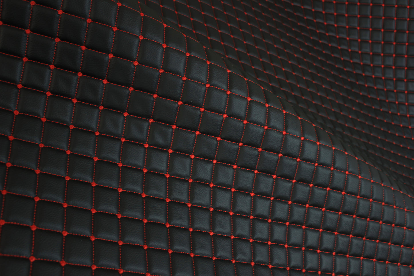 Dot Diamond Red Quilted Faux Leather Upholstery Fabric | Foam Backing | Automotive, Marine, Furniture | 140cm (55.1") Wide Mercedes - BMW - VW