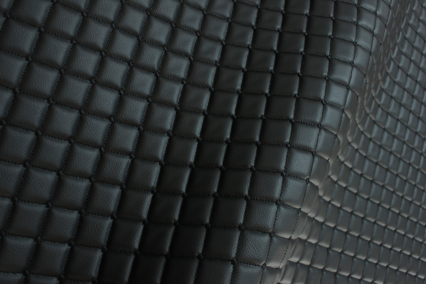 Dot Diamond Black Quilted Faux Leather Upholstery Fabric | Foam Backing | Automotive, Marine, Furniture | 140cm (55.1") Wide Mercedes - BMW - VW