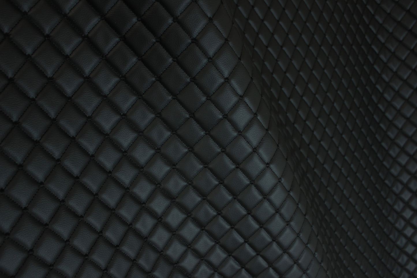 Dot Diamond Black Quilted Faux Leather Upholstery Fabric | Foam Backing | Automotive, Marine, Furniture | 140cm (55.1") Wide Mercedes - BMW - VW