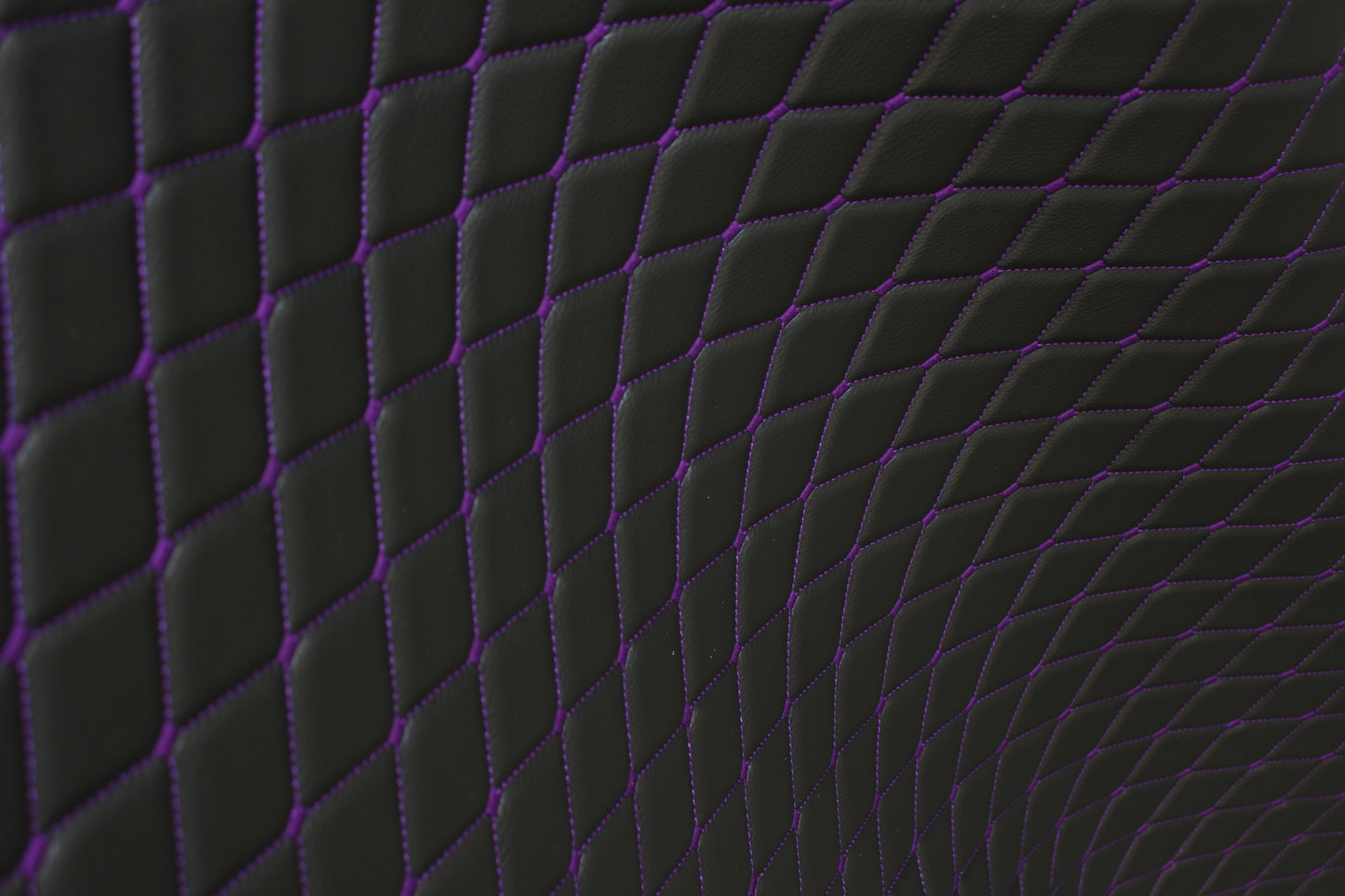 Purple Quilted Black Vinyl Grain Faux Leather Car Upholstery Fabric | 2"x3" - 5x8cm Diamond Stitch with Foam | 140cm & 55.1" Wide | Artificial Leather