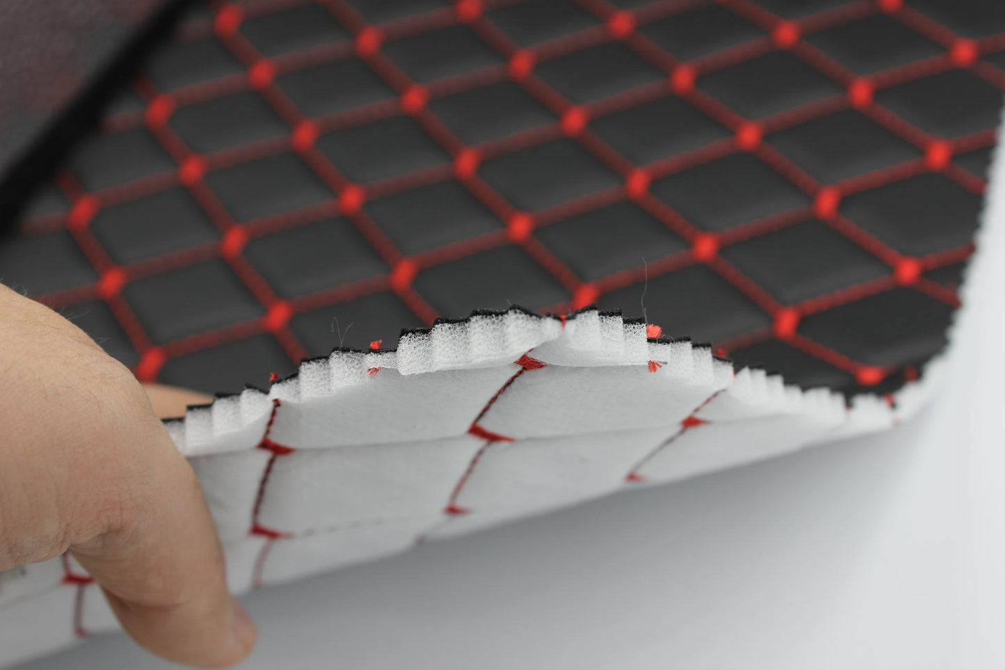 red-quilted-black-faux-leather-car-upholstery-fabric-diamond