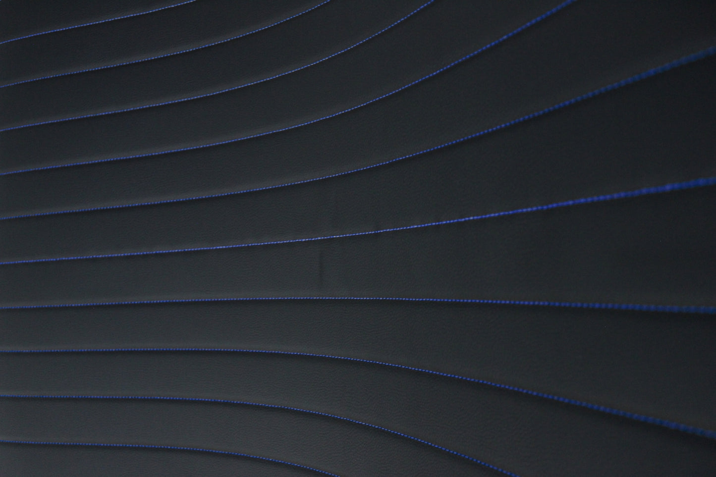 Blue Quilted Black Vinyl Faux Leather Car Upholstery Fabric | 2" x 5cm Pattern Line Stitch with 5mm Foam Backing | 140cm Wide | Automotive