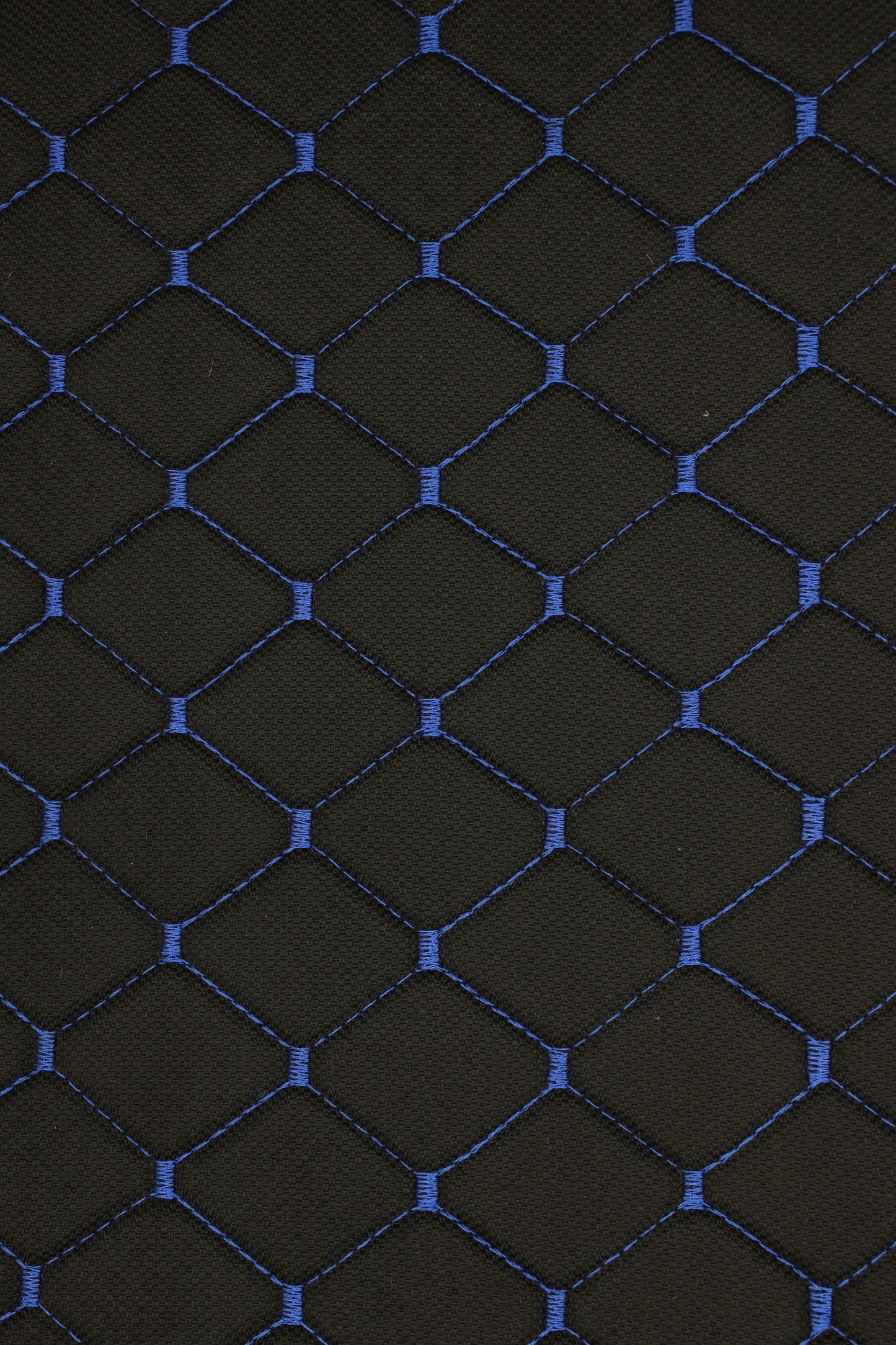 Blue Quilted Black Interior Car Upholstery Fabric Diamond Stitch 2"x2"  5x5cm Size 5mm Foam 150cm - 59" inch Wide Professional Automobile