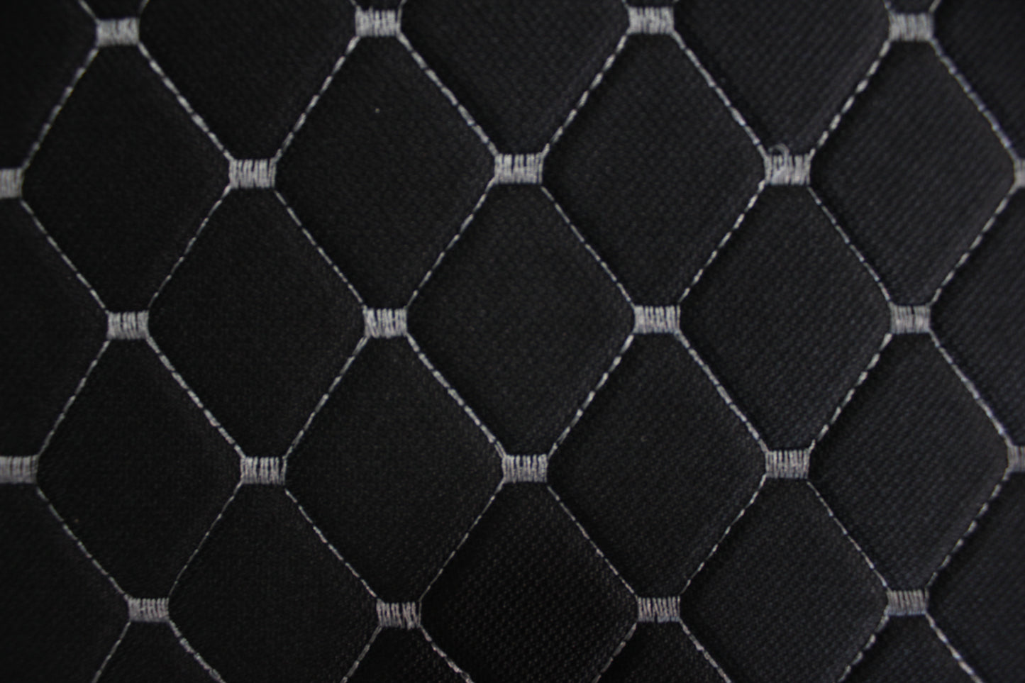 Fume Gray Quilted Black Interior Car Upholstery Fabric Diamond Stitch 2"x2"  5x5cm Size 5mm Foam 150cm - 59" inch Wide Automobile