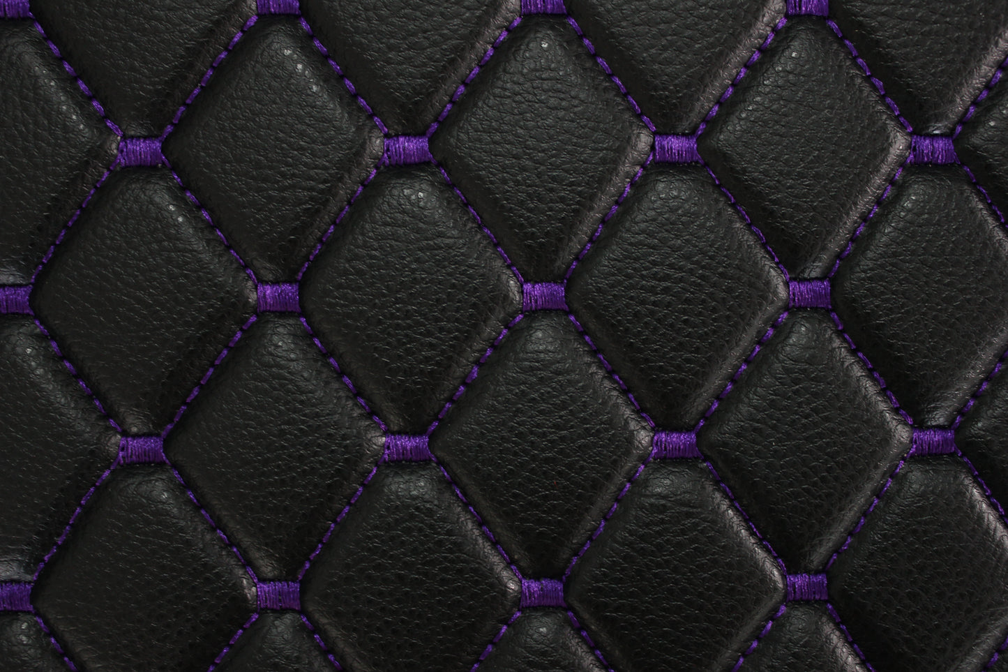 Black Purple Quilted Vinyl Faux Leather Car Upholstery Fabric | 2"x2" 5x5cm Diamond Stitch with 5mm Foam | 140cm Wide | Automotive Projects