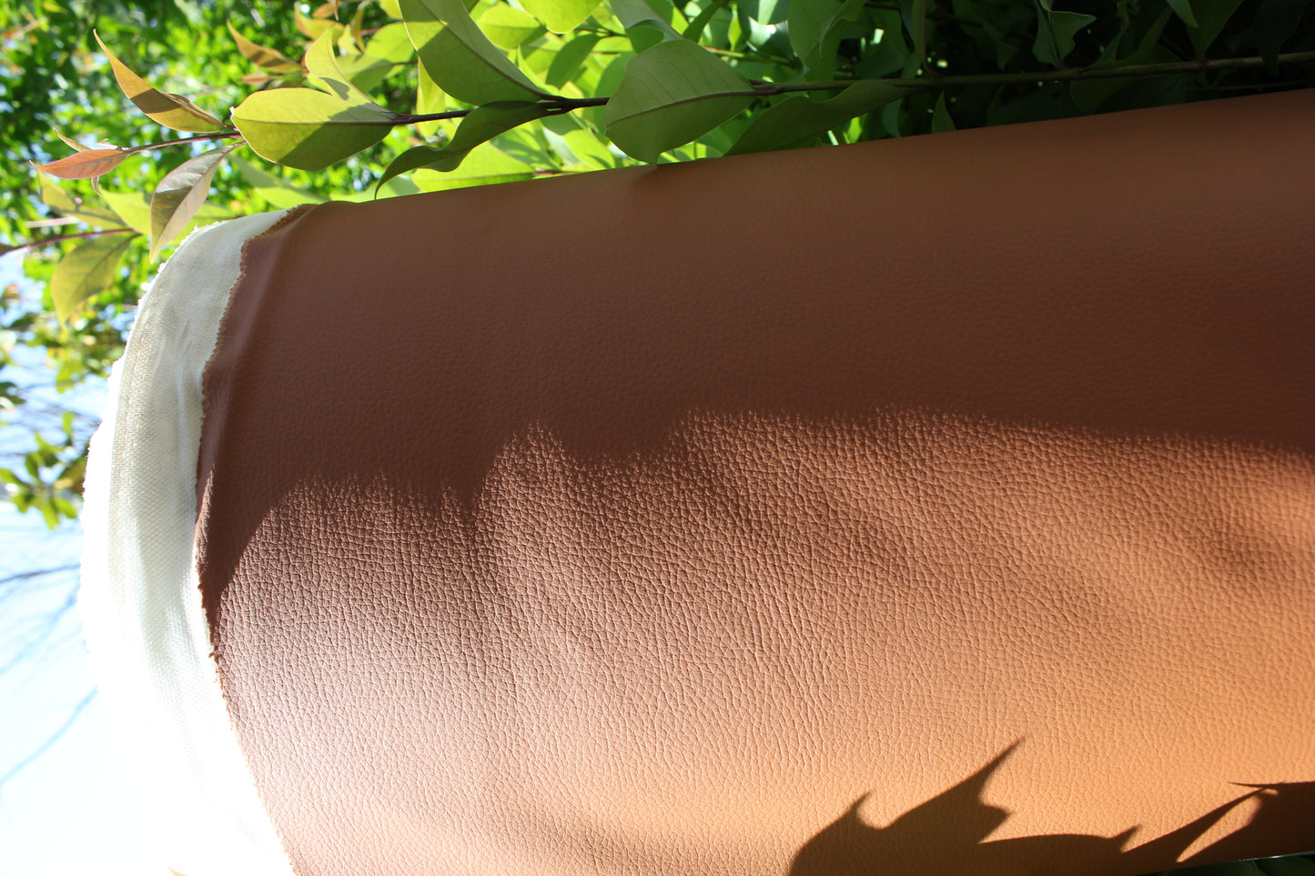 Brown Tan Vinyl Faux Leather Car Upholstery Fabric | Foam | 140cm W - 55" Wide | Grain Artificial Leather Automotive Boat Yacht Marine