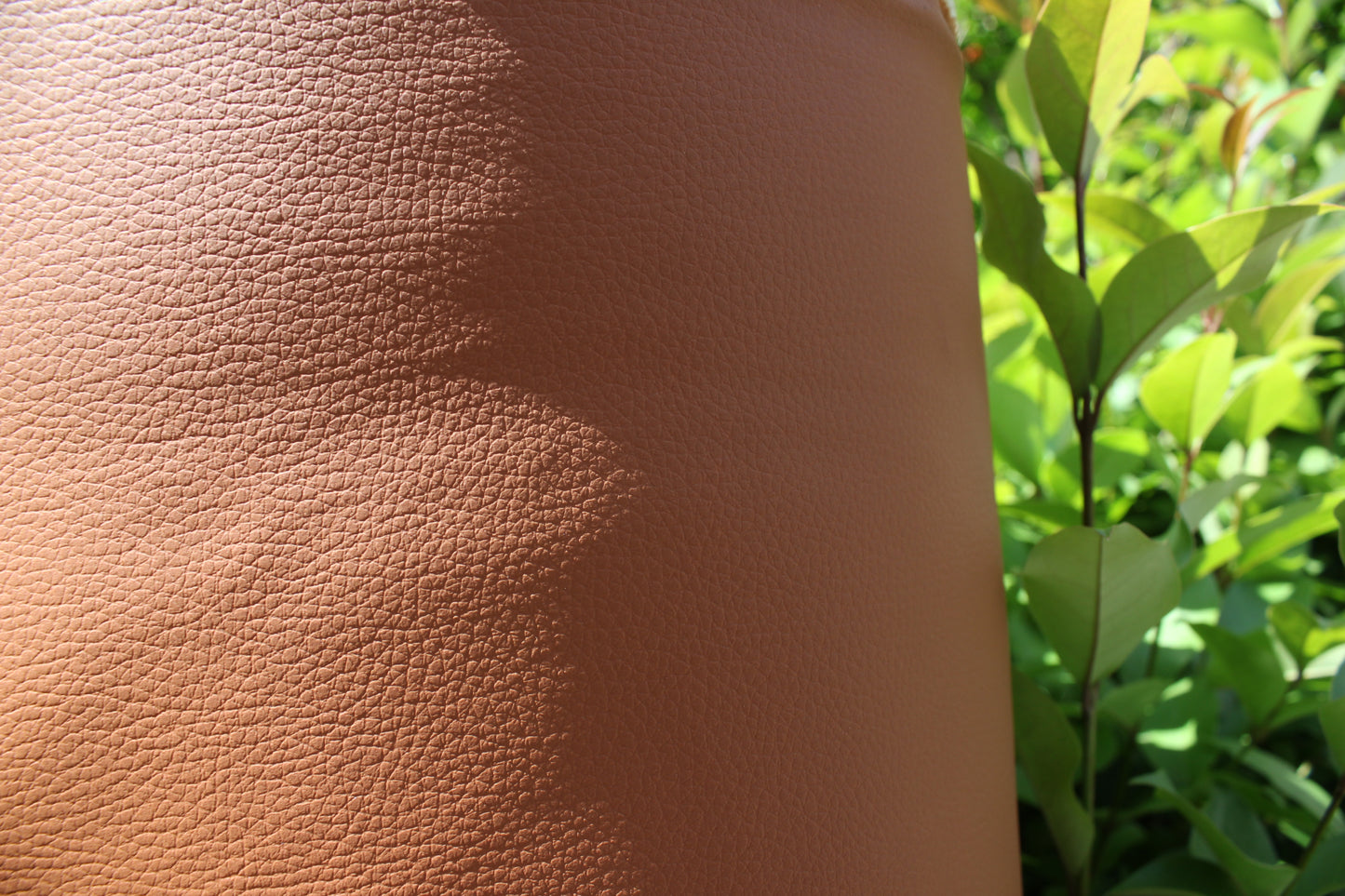 Brown Tan Vinyl Faux Leather Car Upholstery Fabric | Foam | 140cm W - 55" Wide | Grain Artificial Leather Automotive Boat Yacht Marine
