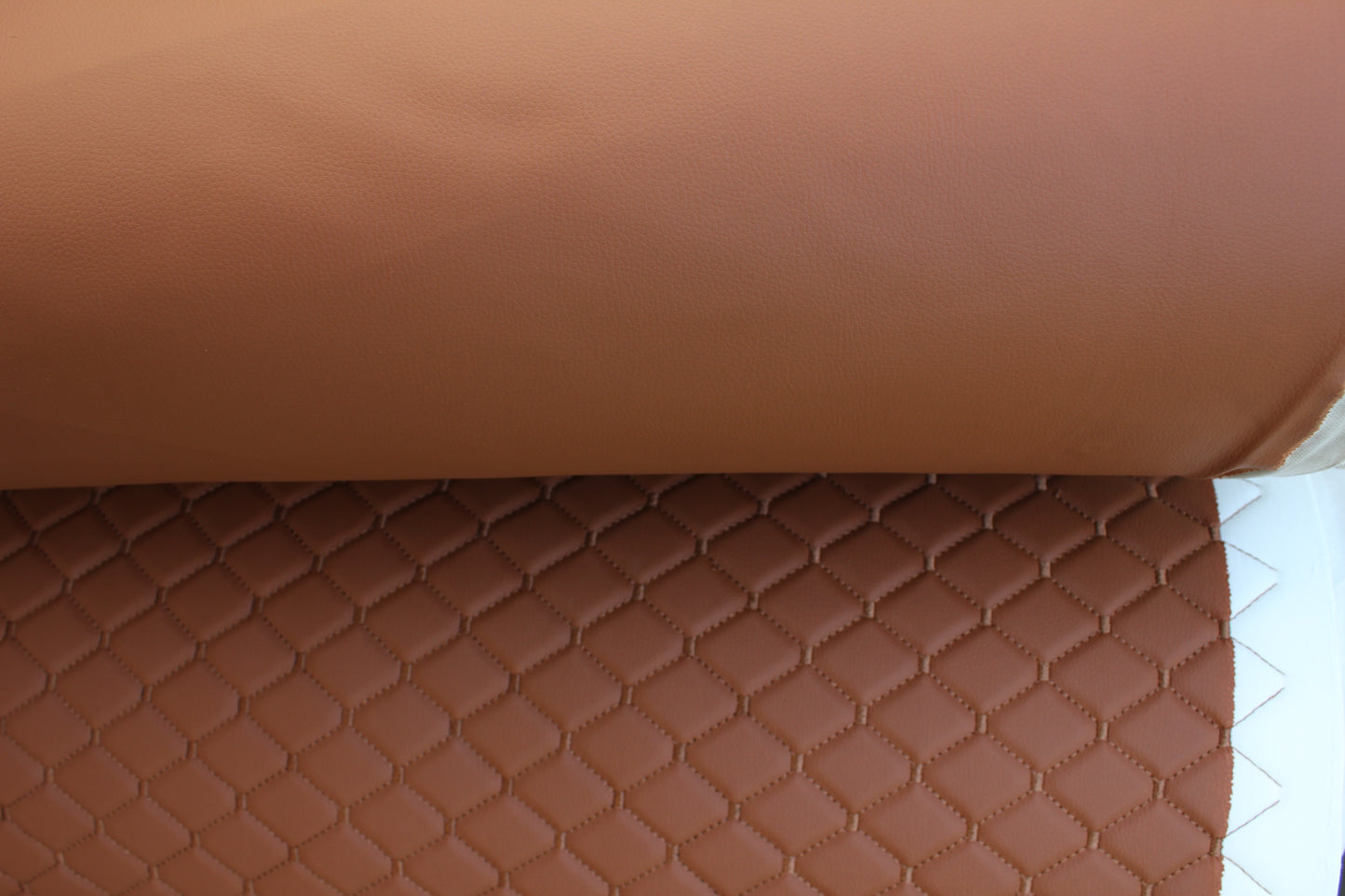 Brown Tan Vinyl Faux Leather Car Upholstery Fabric | Foam | 140cm W - 55" Wide | Grain Artificial Leather Automotive Boat Yacht Marine
