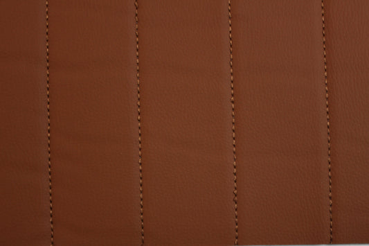 Brown Quilted Brown-Tan Vinyl Faux Leather Car Upholstery Fabric | 2" x 5cm Pattern Line Stitch with 5mm Foam Backing | 140cm Wide | Automotive Projects
