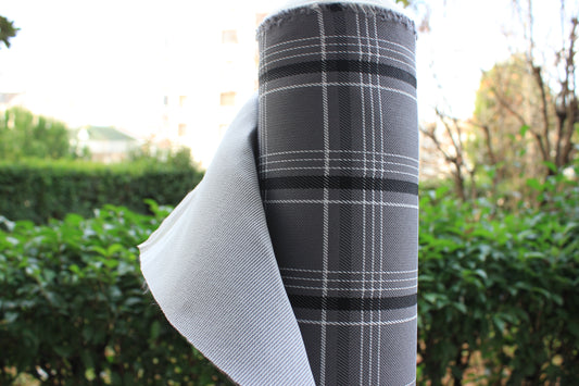 GTI Gray White Plaid Car Upholstery Fabric - VW Golf MK7- 3.5mm Comfort Foam - 59" - 150CM - Tartan - Ideal for Seat, Interior, Automobile