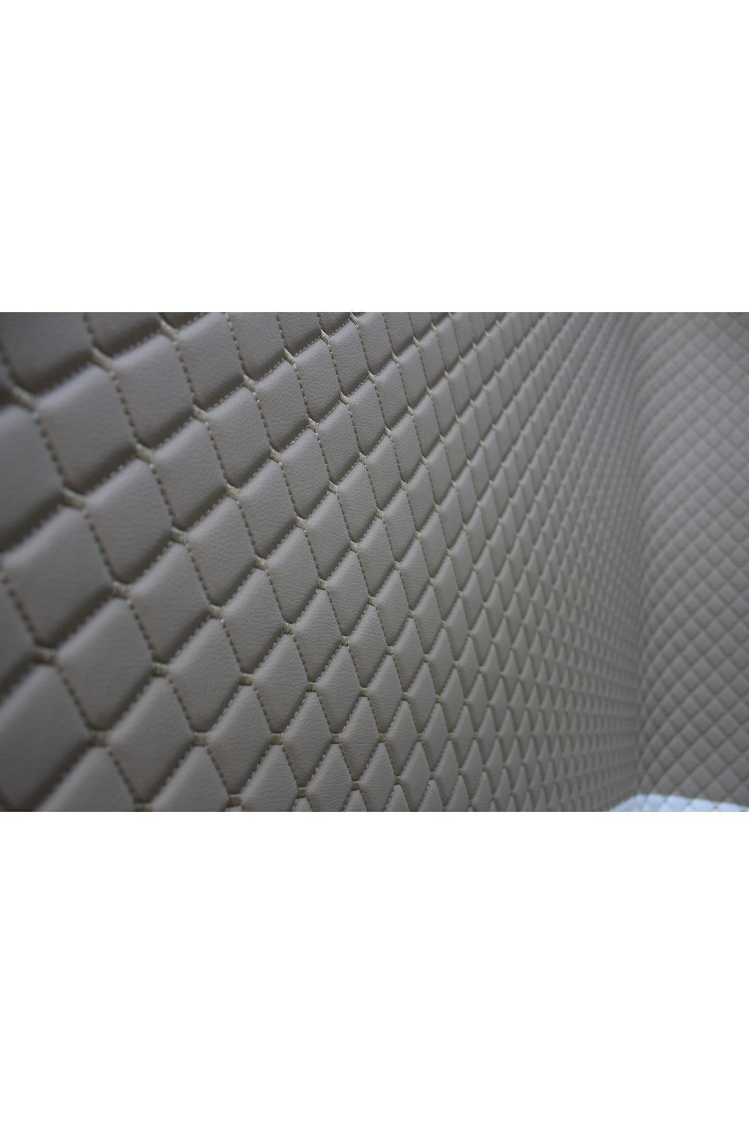 Beige Beige Quilted Beige Vinyl Faux Leather Car Upholstery Fabric | 2"x2" 5x5cm Diamond Stitch with 5mm Foam | 140cm Wide | Automotive Projects